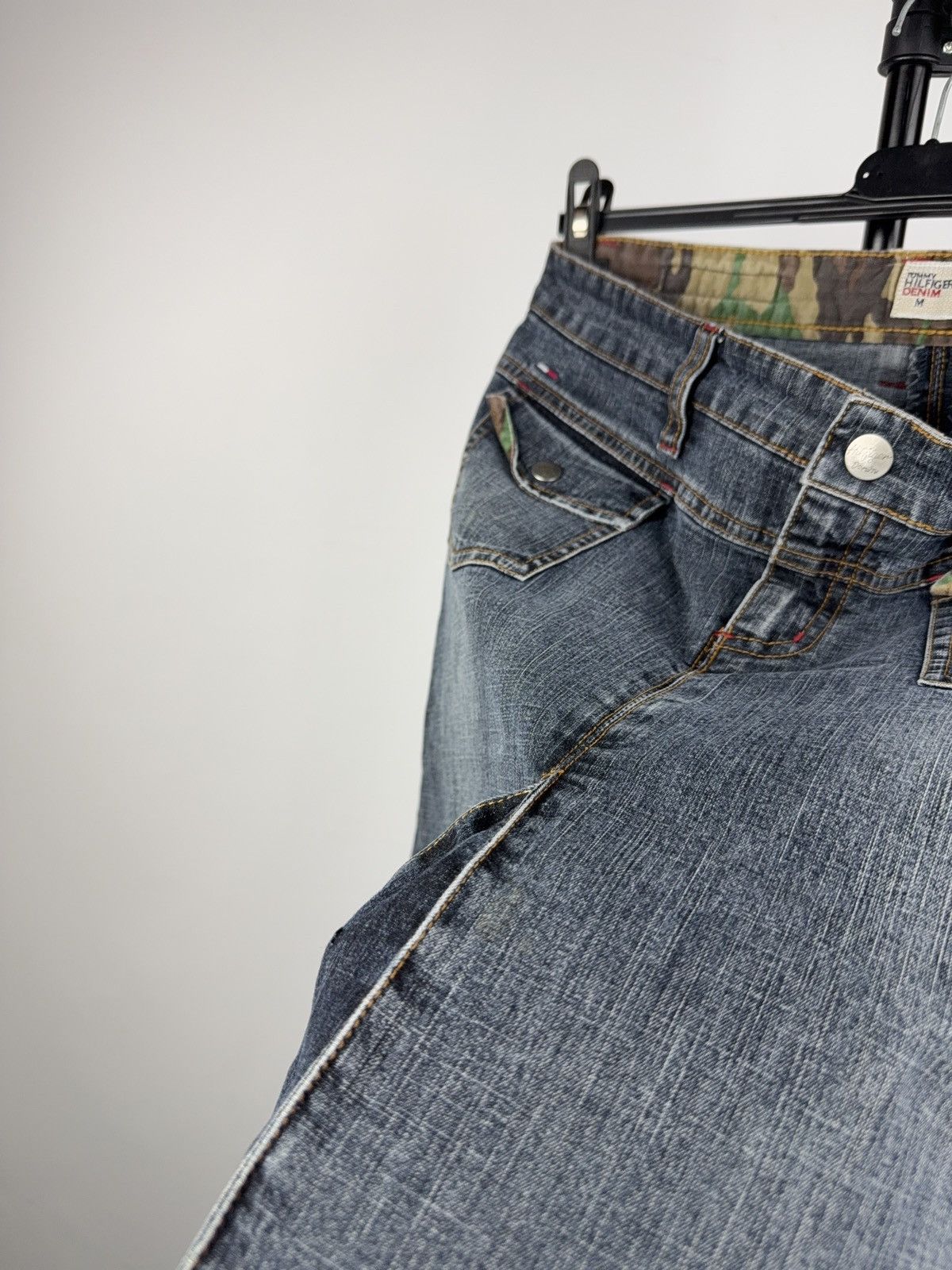 Tommy Hilfiger Retro Vintage 00s Y2K Tommy Hilfiger Denim Midi Skirt Size 31" - 4 Thumbnail