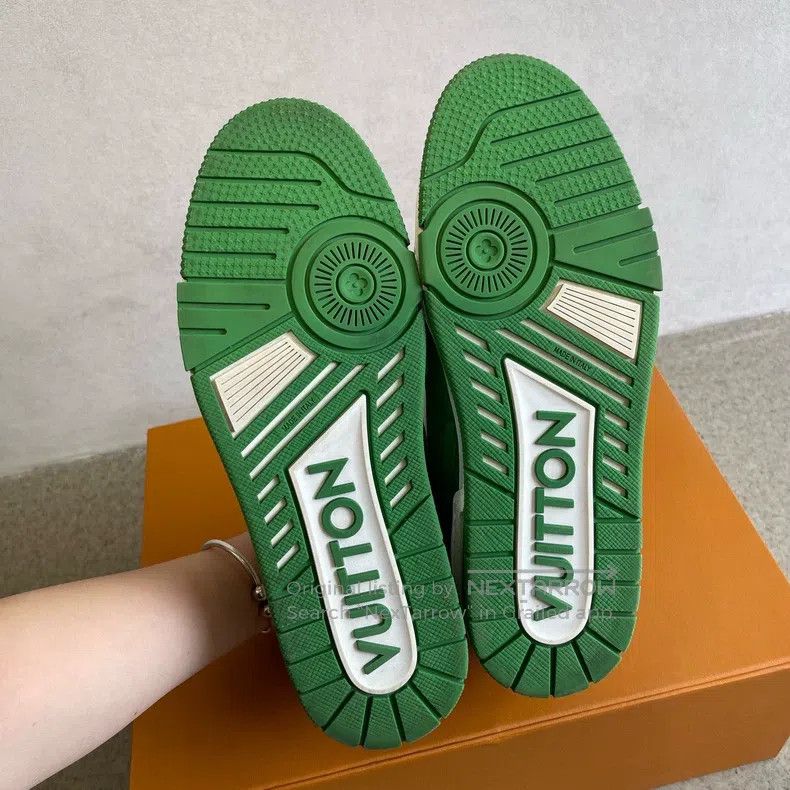 Louis Vuitton Louis Vuitton White and green patchwork trainer board shoe Size US 8.5 / EU 41-42 - 3 Thumbnail
