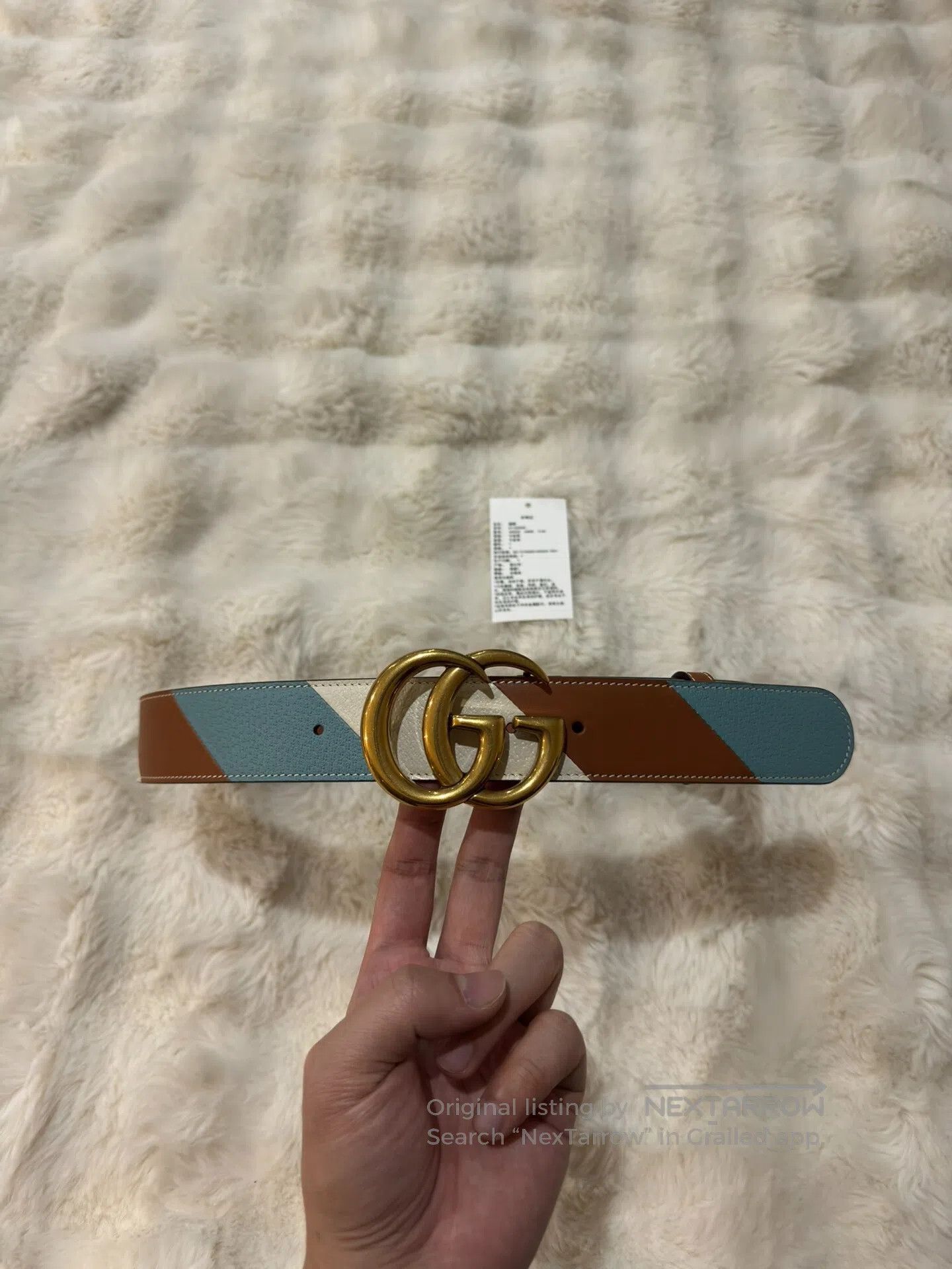 Gucci Guicci size 80 Contrasting Gold G Buckle Belt| Size ONE SIZE - 1 Thumbnail