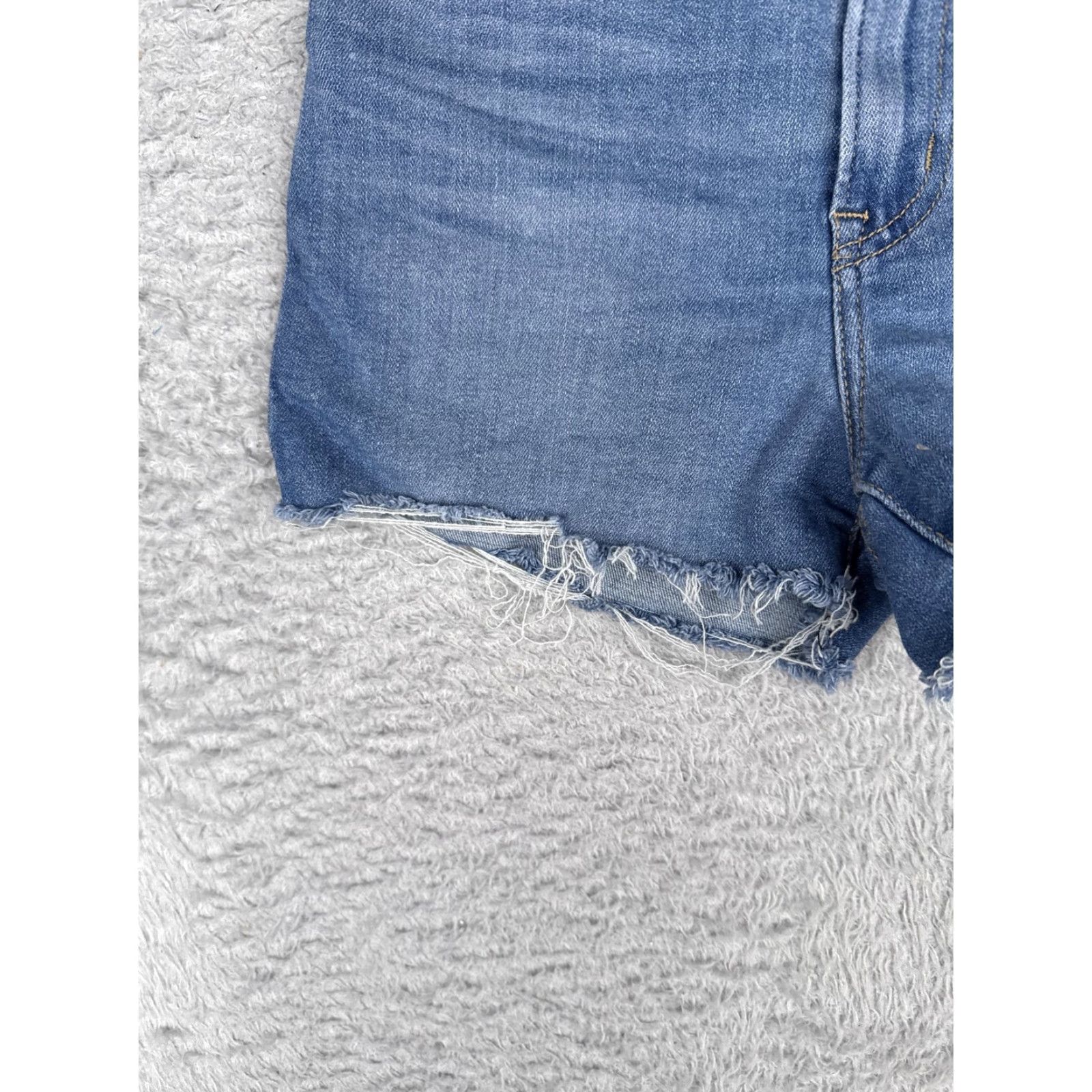 Levi's Levis High Rise Shorts Womens 24x3 Blue Distressed Denim Cutoff Raw Hem Frayed Size 42" / US 20 - 3 Thumbnail