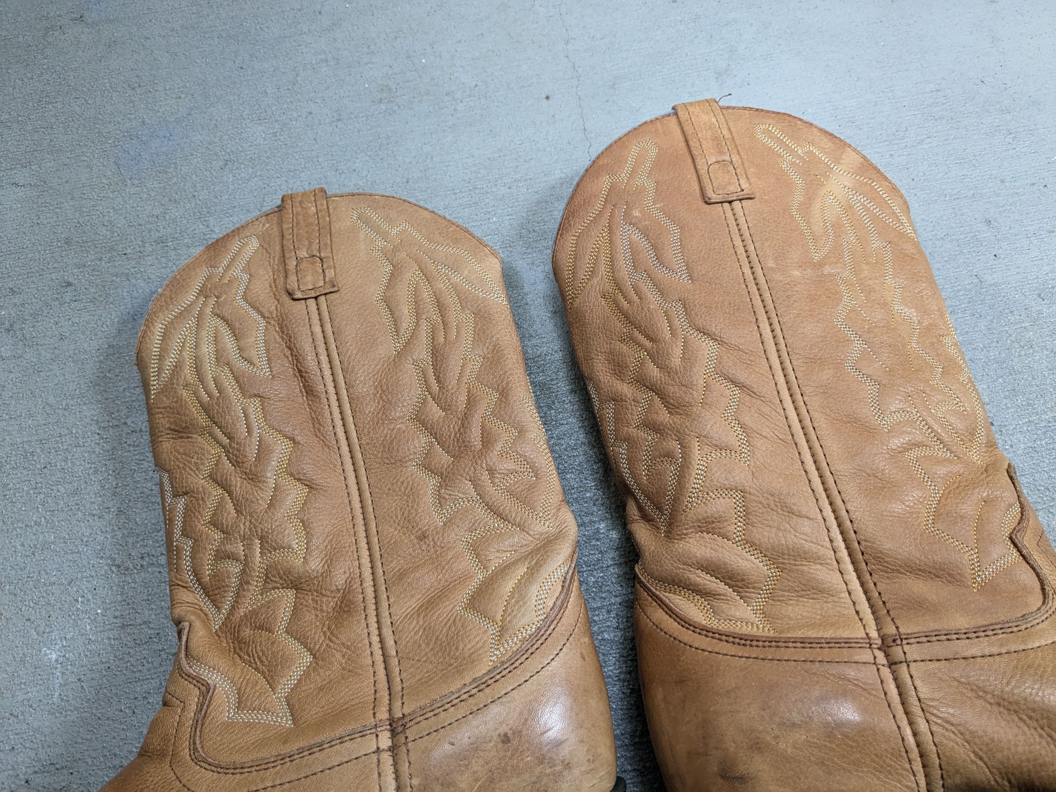 Genuine Leather Cowboy Boots 11 Wide Tan Brown Leather Western Size US 11 / EU 44 - 6 Thumbnail