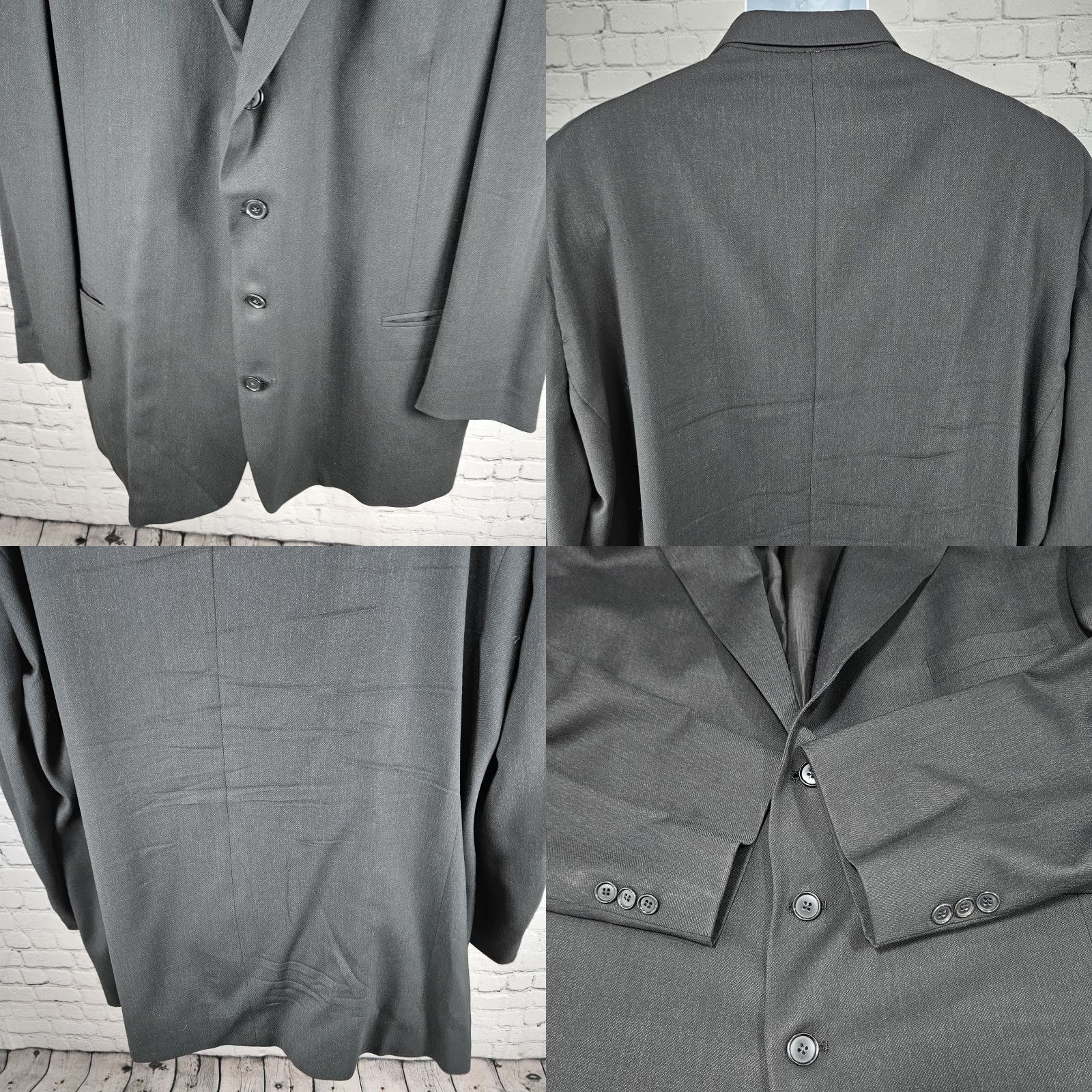 Pierre Cardin Pierre Cardin Blazer Sport Coat Notch Ventless 4 Button Wool Black 52XL Big & Tall Mens Jacket Size 52R - 8 Thumbnail