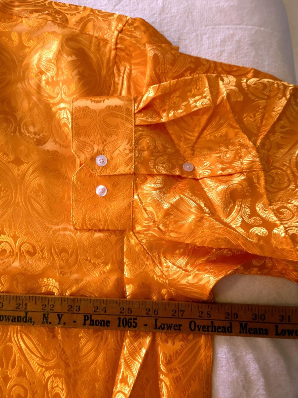 Other DiBanGU 3XL Silk Blend Button Up Shirt LS Orange Paisley NEW Size 52R - 5 Thumbnail