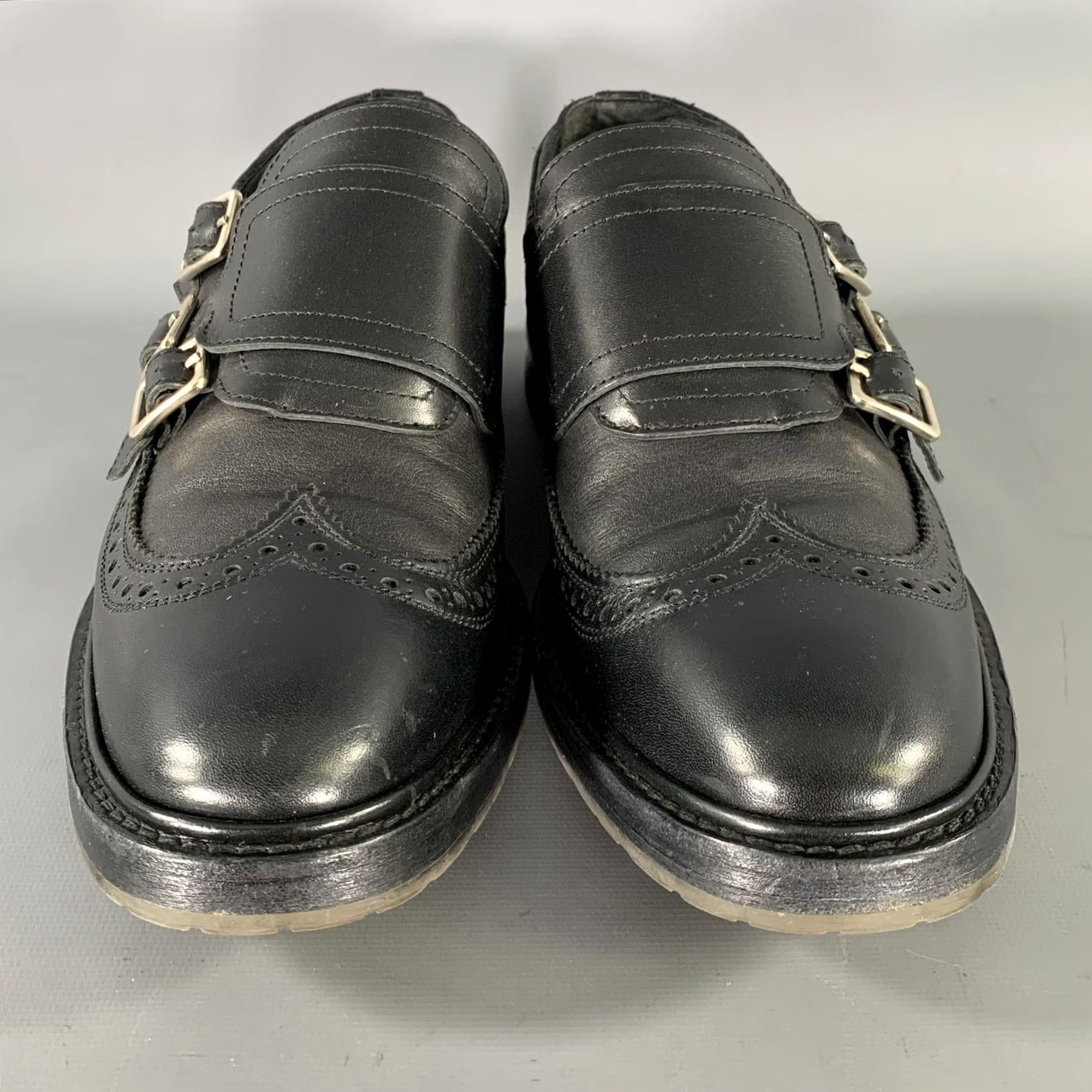 Alexander McQueen ALEXANDER MCQUEEN Monk Strap Loafers Black Leather Size 9 Mens Size US 9 / EU 42 - 4 Thumbnail