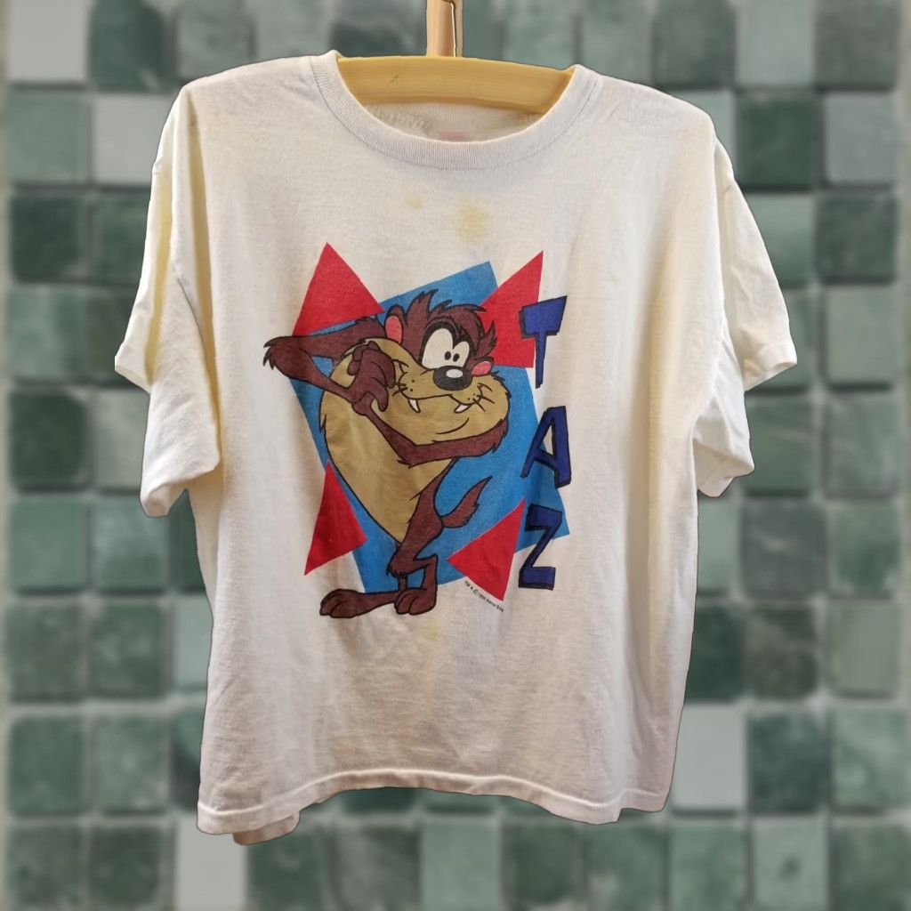 Vintage VINTAGE WANER BROS TAZ T-SHIRT SZ LARGE MADE IN USA T-Shirt Men White 1993 Retro USA Single Stitch Short Sleeve Round Neck MENS Size US L / EU 52-54 / 3 - 1 Thumbnail