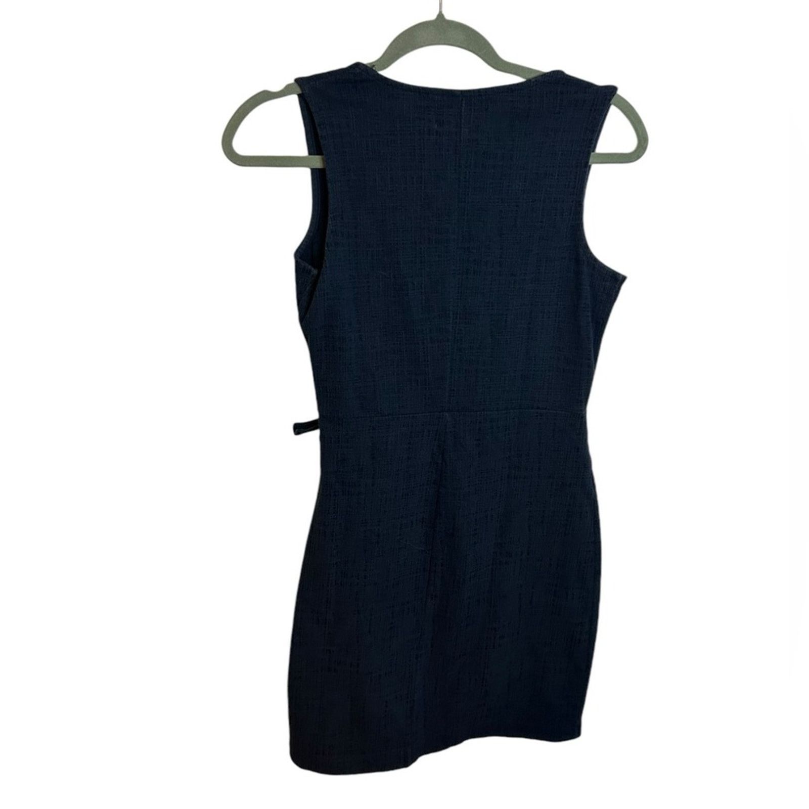 Madewell Madewell Texture & Thread Navy Blue Crosshatch Tie Dress Size XS / US 0-2 / IT 36-38 - 3 Thumbnail