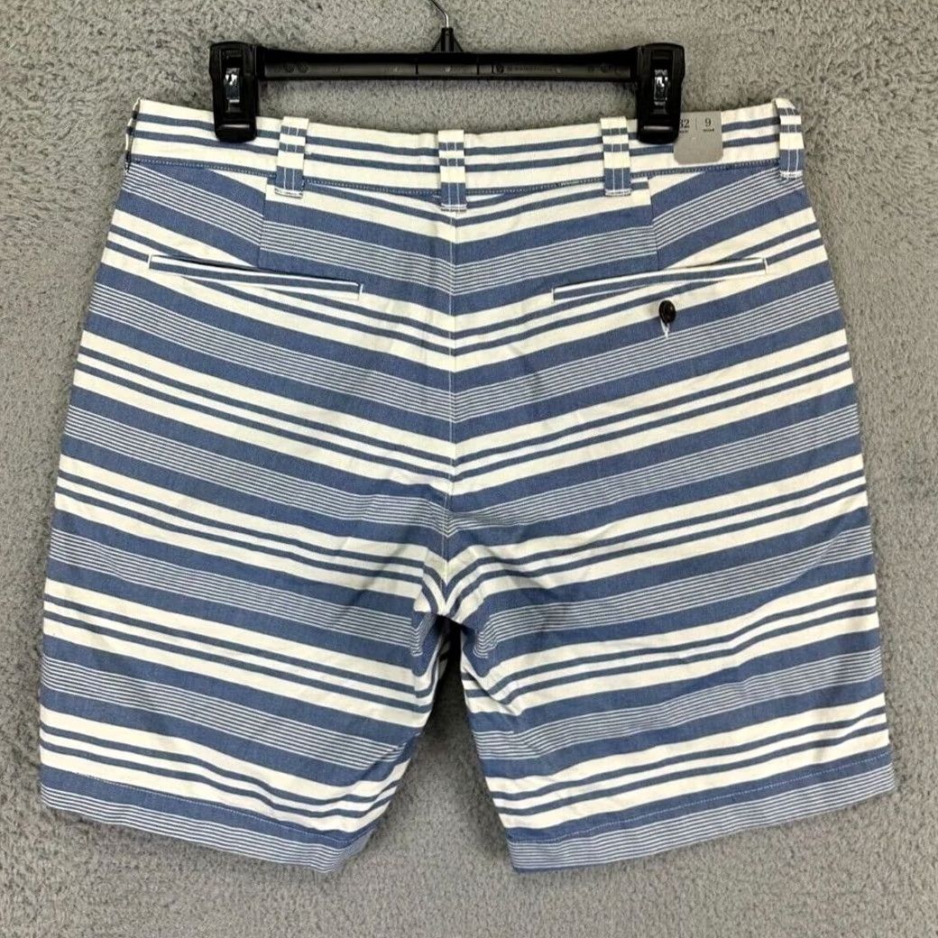 J.Crew J.CREW Shorts Mens 32X9 Blue Striped Khakis Chino Flat Front NEW Size US 32 / EU 48 - 3 Thumbnail