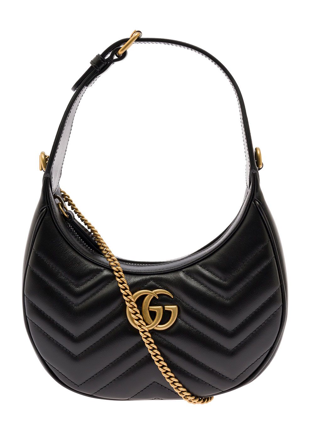 Gucci Black Shoulder Bag 'GG Marmont' in Chevron Leather for Women Size ONE SIZE - 1 Thumbnail