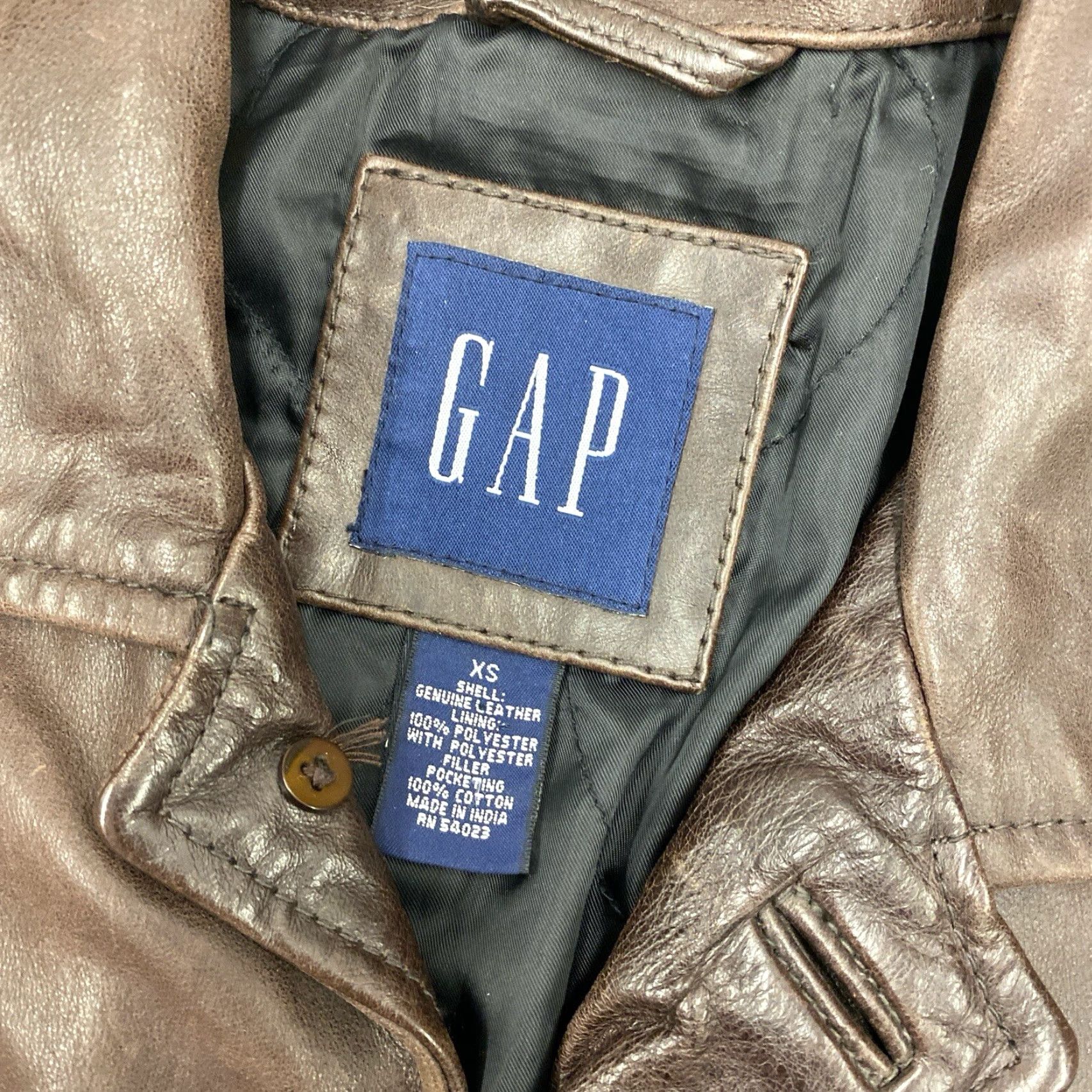 Gap VINTAGE Gap Women Leather Jacket Basic Jacket Lined XSmall Brown Long Sleeve Zip Size XS / US 0-2 / IT 36-38 - 5 Thumbnail