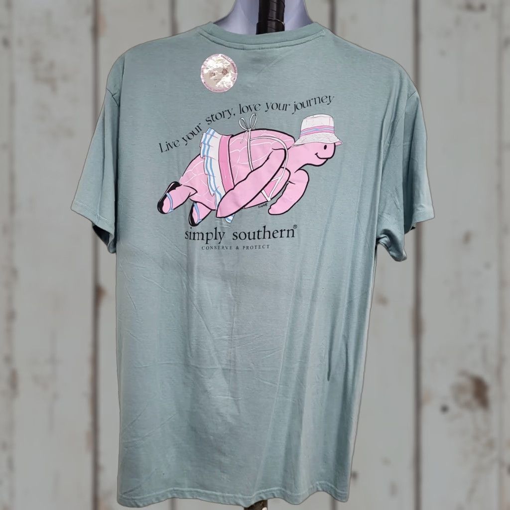 Vintage Simply Southern T-Shirt Woman’s Size XXL Green Live Your Story Love Your Journey Turtle Crew Neck Short Sleeve Adult Womens Regular Shirt Size XXL / US 16-18 / IT 52-54 - 1 Thumbnail