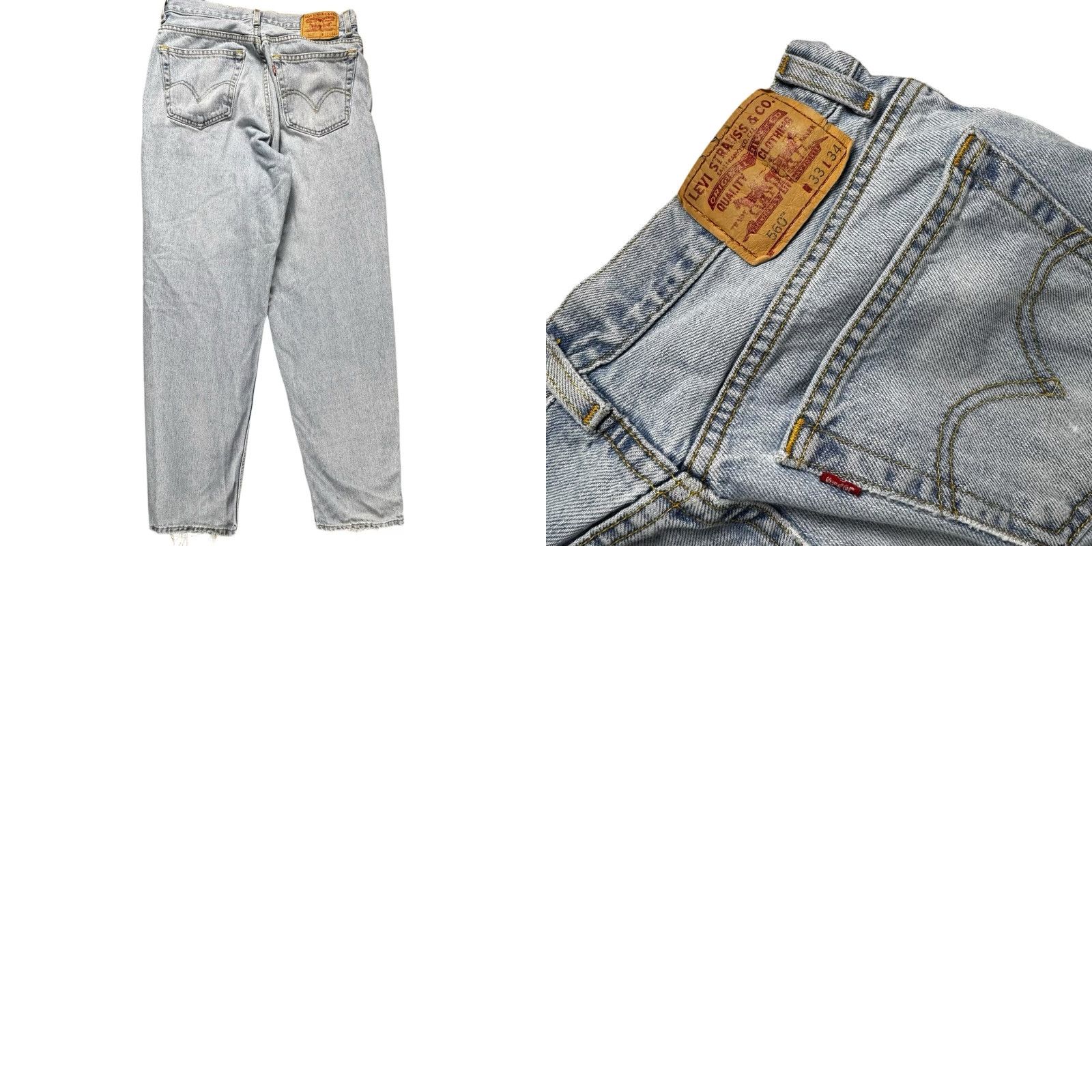 Levi's VINTAGE Levi's 560 Jeans Mens 32x32 Comfort Fit Tapered Distressed Blue Denim 90s Mens Regular Jeans Baggy 5-Pocket Levi's 560 Size US 32 / EU 48 - 9 Thumbnail