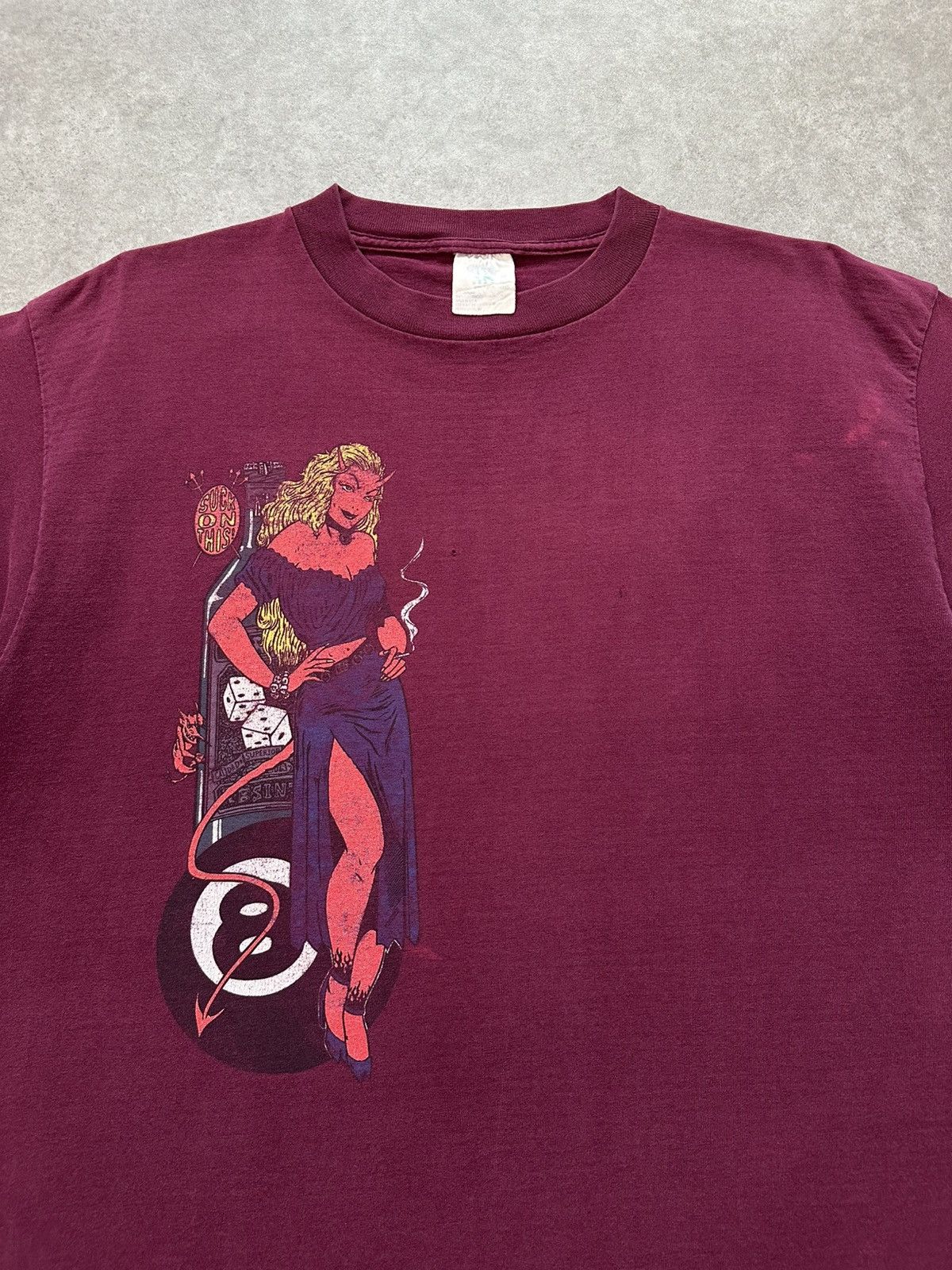 Vintage Vintage Frank Kozik Art Shirt Devil Girl Smoking 8 Ball Tee Size US XL / EU 56 / 4 - 1 Thumbnail
