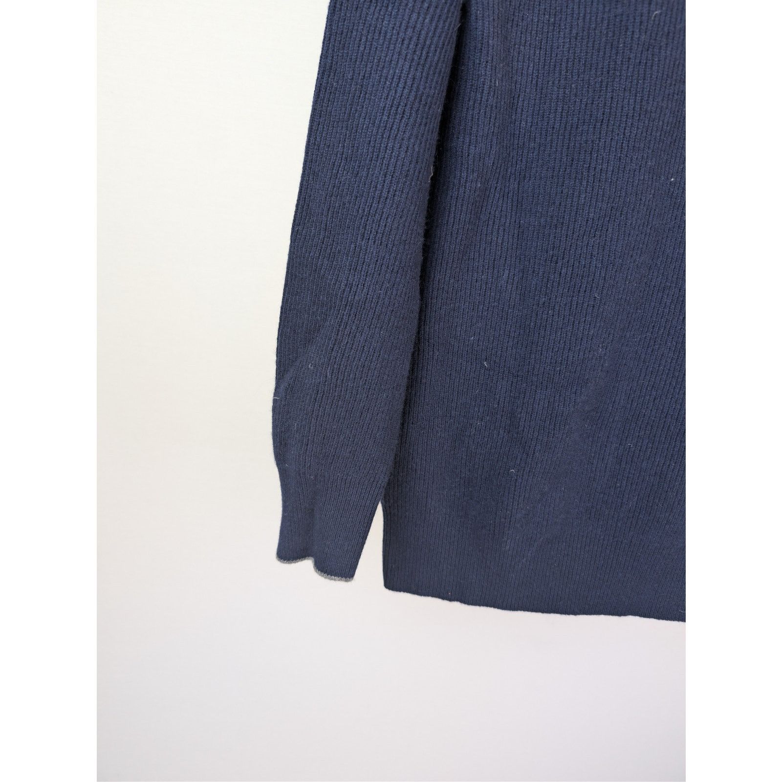 Brunello Cucinelli o1rshd1 CC20 Men's Ribbed Cashmere Zip Polo Sweater in Navy Size US M / EU 48-50 / 2 - 6 Thumbnail