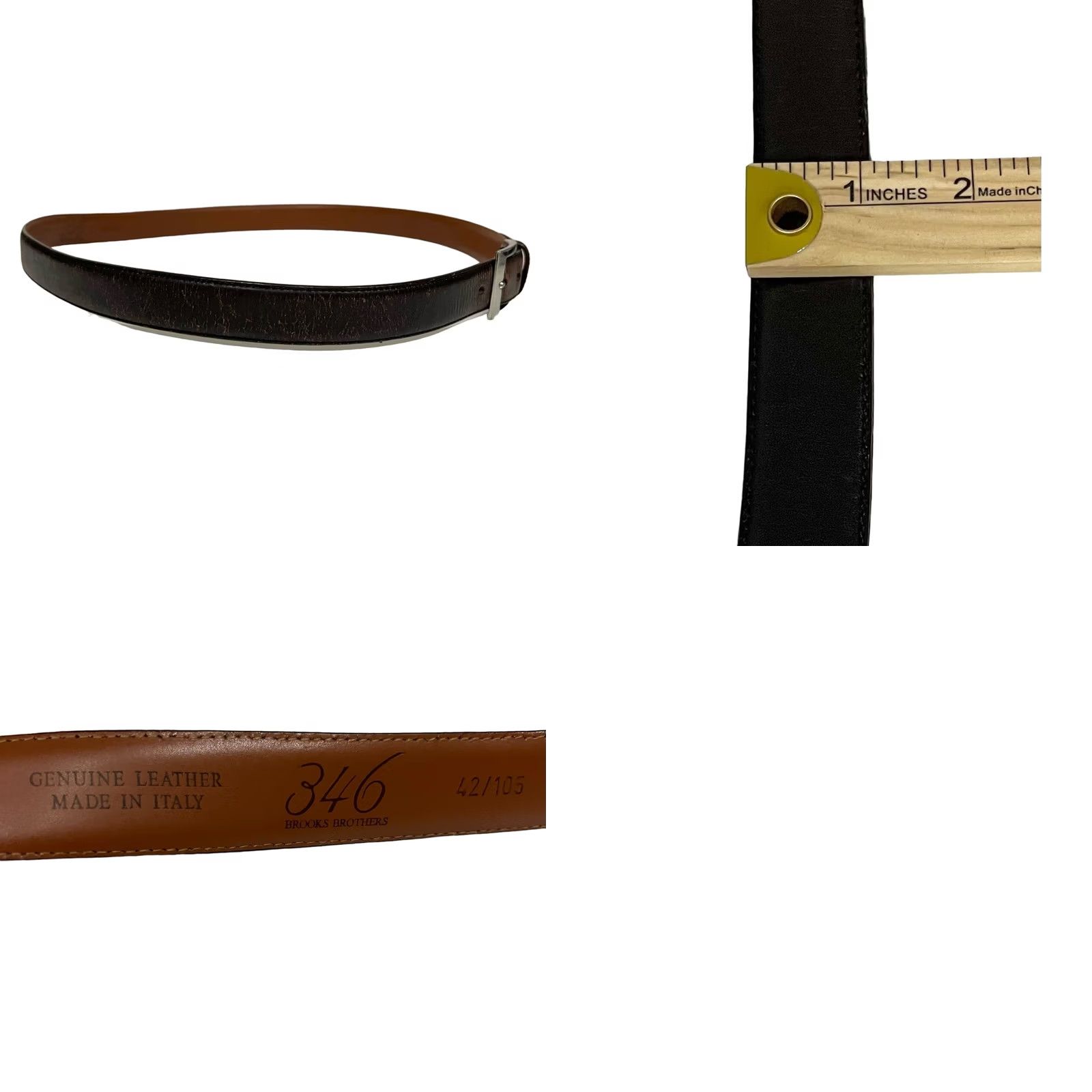 Brooks Brothers Brooks Brothers 346 Belt Dress Belt Leather Men 42 Dark Brown Size 42 Brown Men Belt Size 42 - 9 Thumbnail