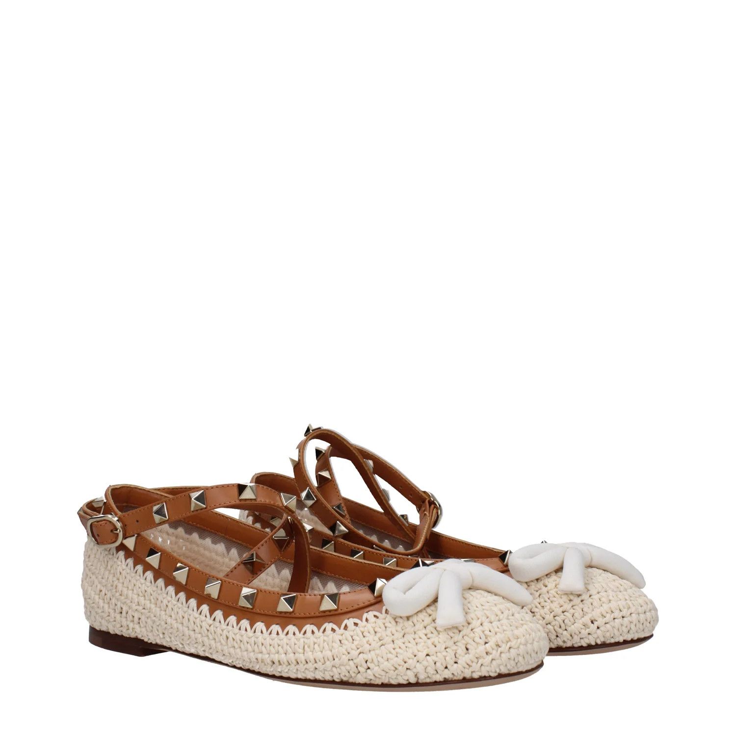 Valentino ob1o1e1224 Raffia Ballet Flats in Beige/Brown Size US 8.5 / IT 38.5 - 2 Thumbnail