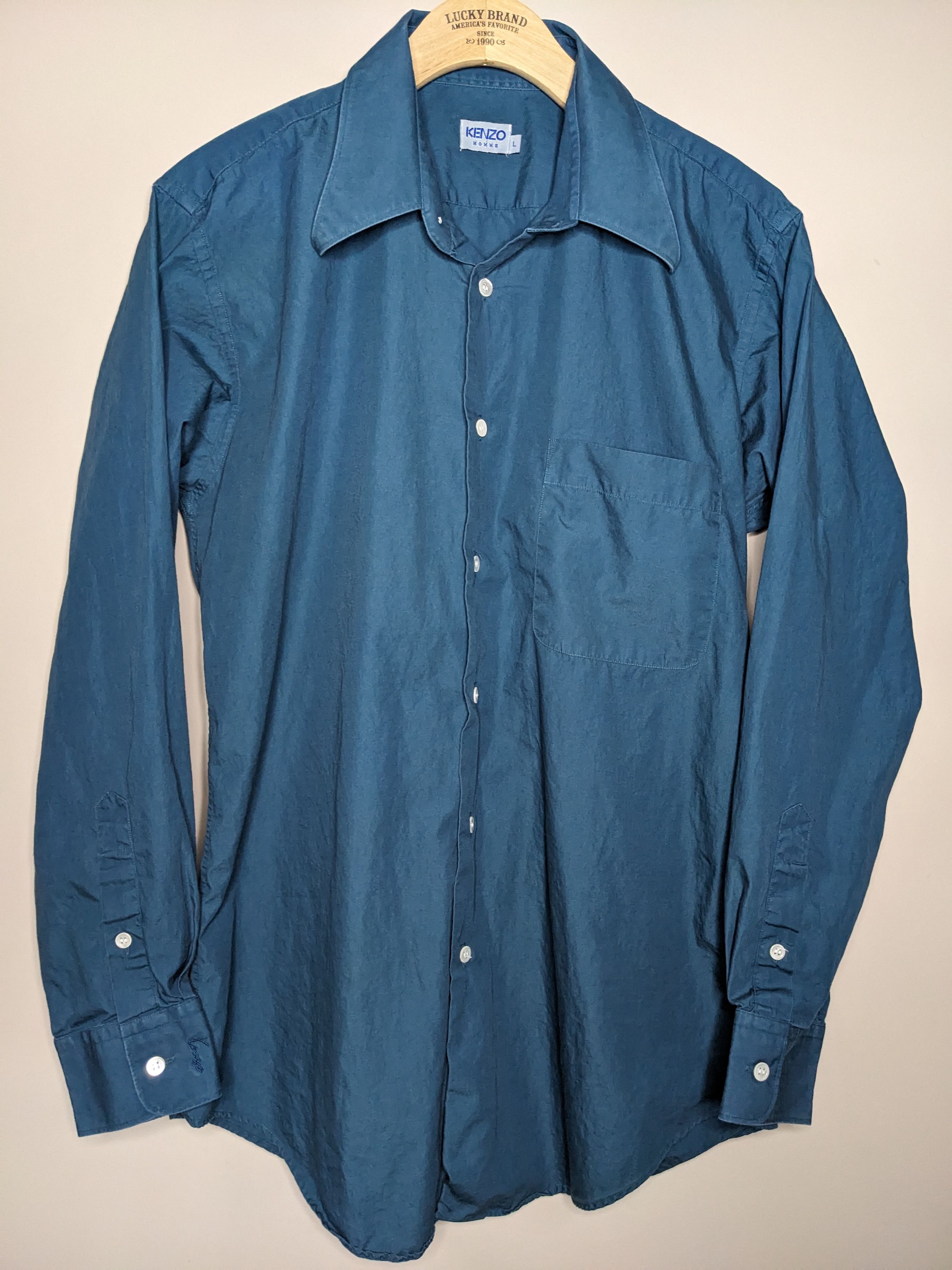Kenzo VINTAGE Kenzo Homme Button Up Shirt Large Teal Pocket 90s Size US L / EU 52-54 / 3 - 1 Thumbnail