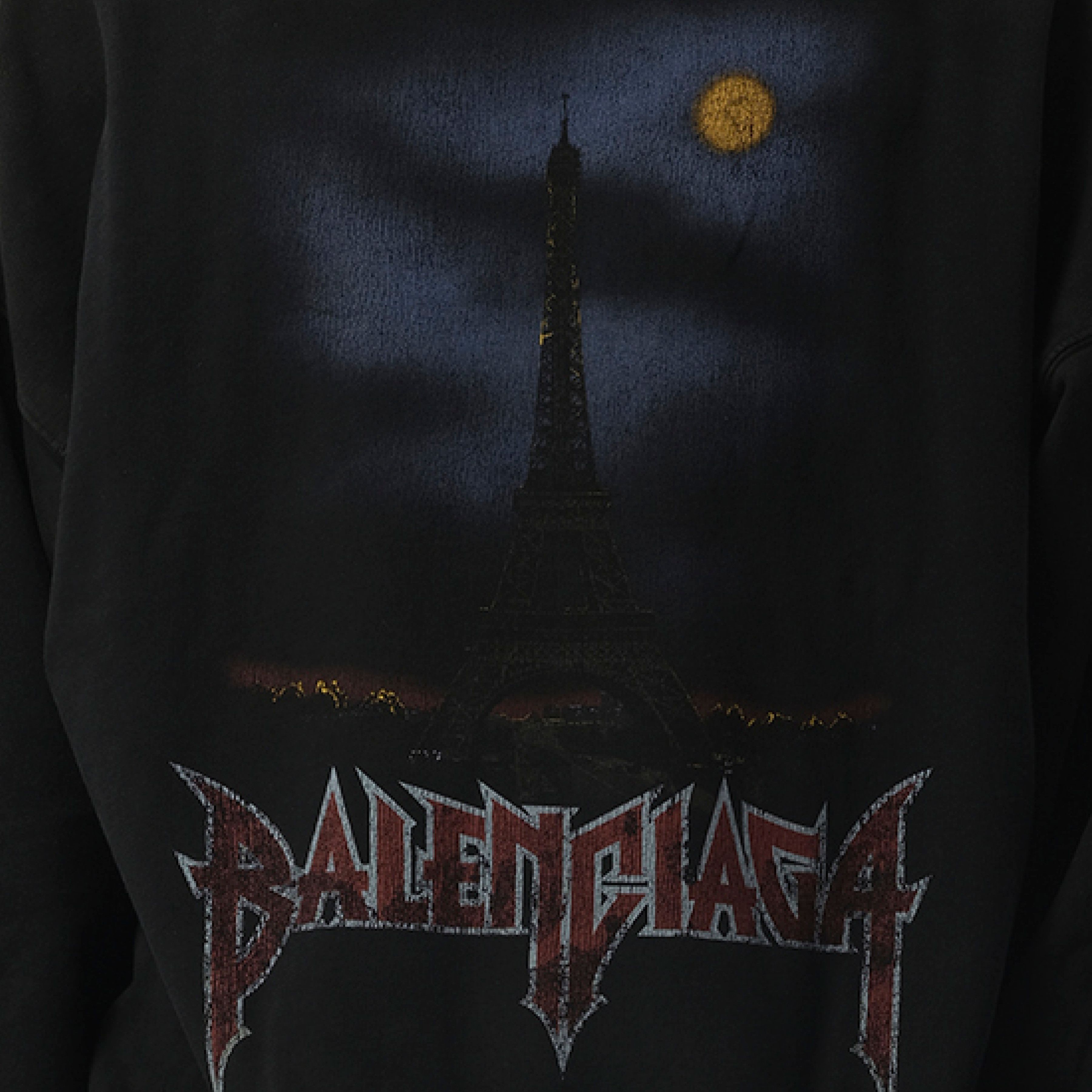 Balenciaga o1srvl11e0825 Paris Moon Hoodie Large Fit in Black Size US XL / EU 56 / 4 - 3 Thumbnail