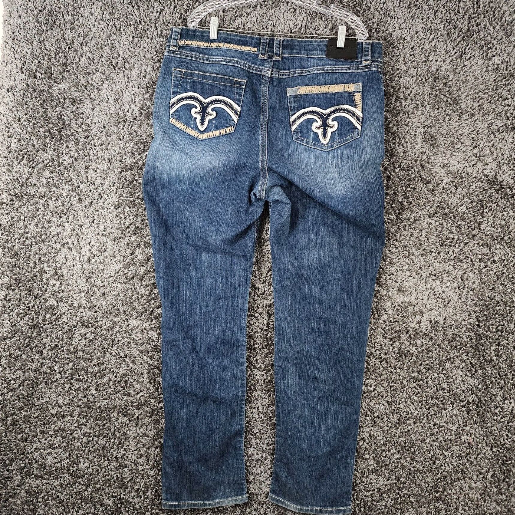 Y/Project PROJECT Plus Size 20 Womens Distressed Heavy Stitch Relaxed Straight Leg Blue Jeans Size 42" / US 20 - 6 Thumbnail