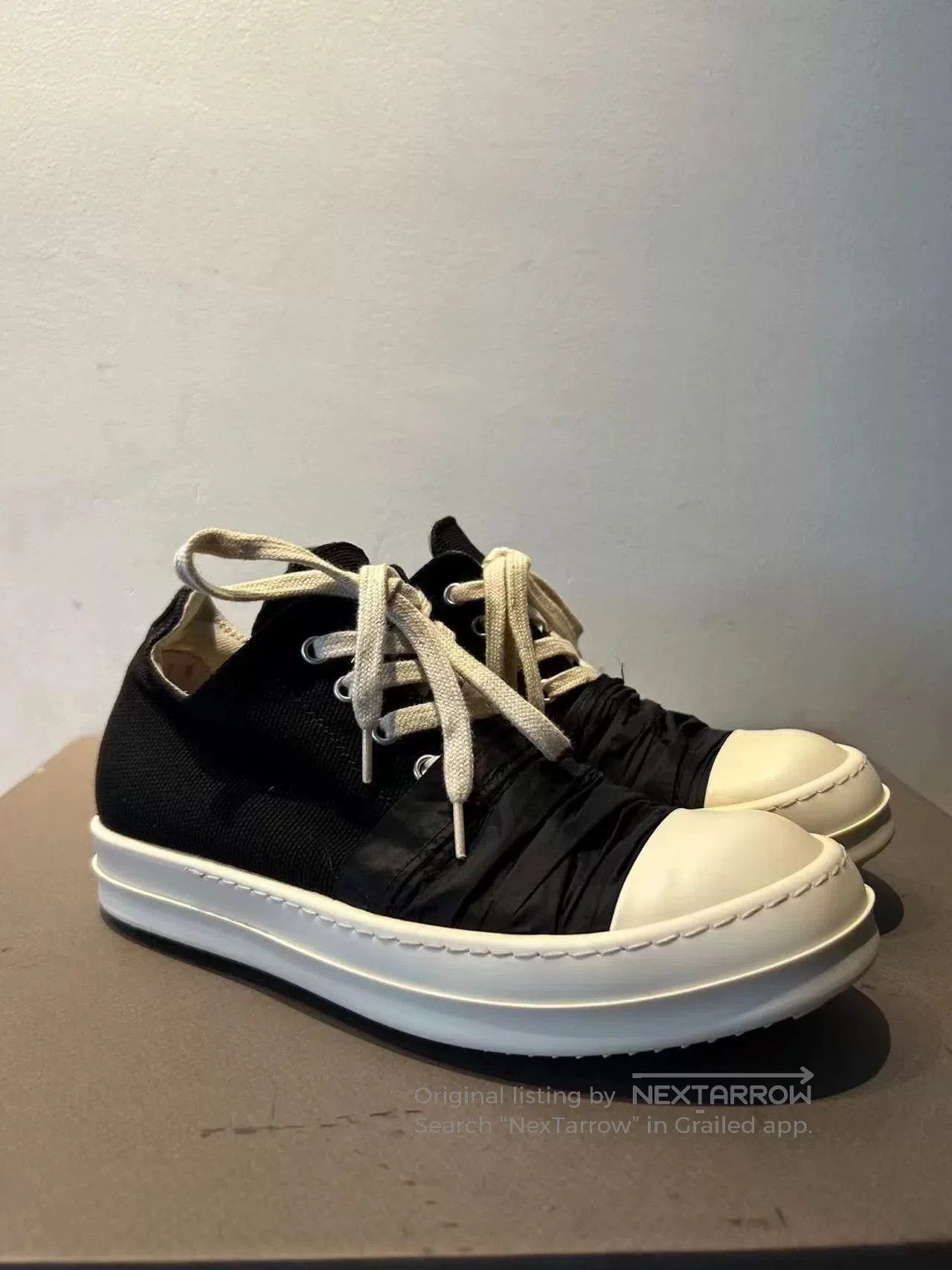 Rick Owens Rick Owens Black Silk Low-Top Sneakers. Size US 6 / EU 39 - 1 Thumbnail