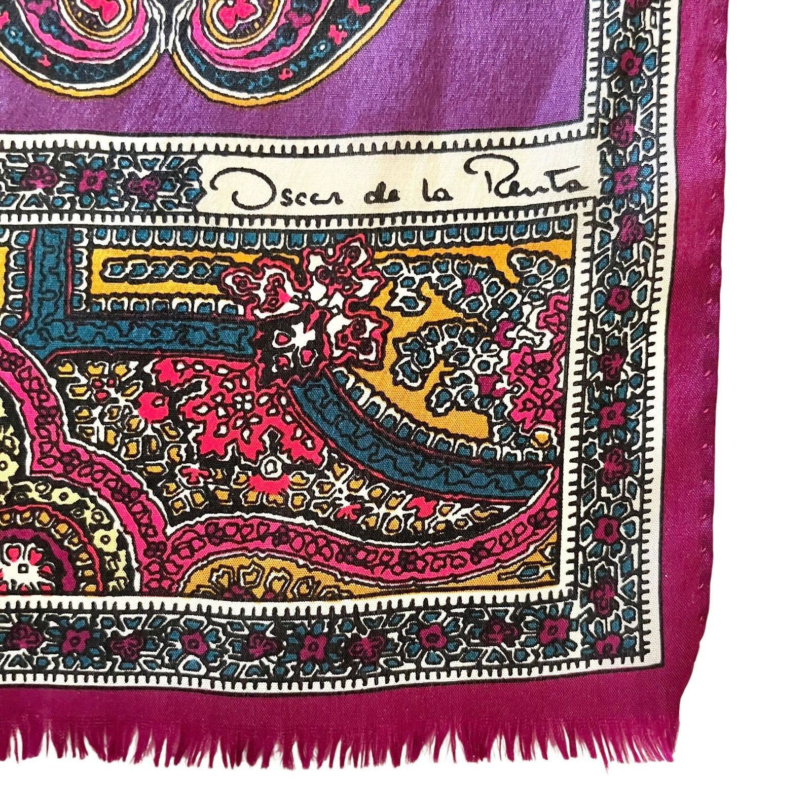 Oscar De La Renta × Vintage Vintage Oscar de la Renta Paisley Jewel-Tone Silk Scarf Size ONE SIZE - 3 Thumbnail