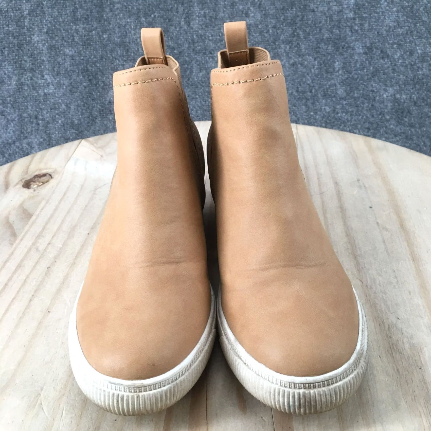 Dolce Vita DV Dolce Vita Boots Womens 8 Kyla Ankle Booties Beige Leather Pull On Wedge Size US 8 / IT 38 - 4 Thumbnail