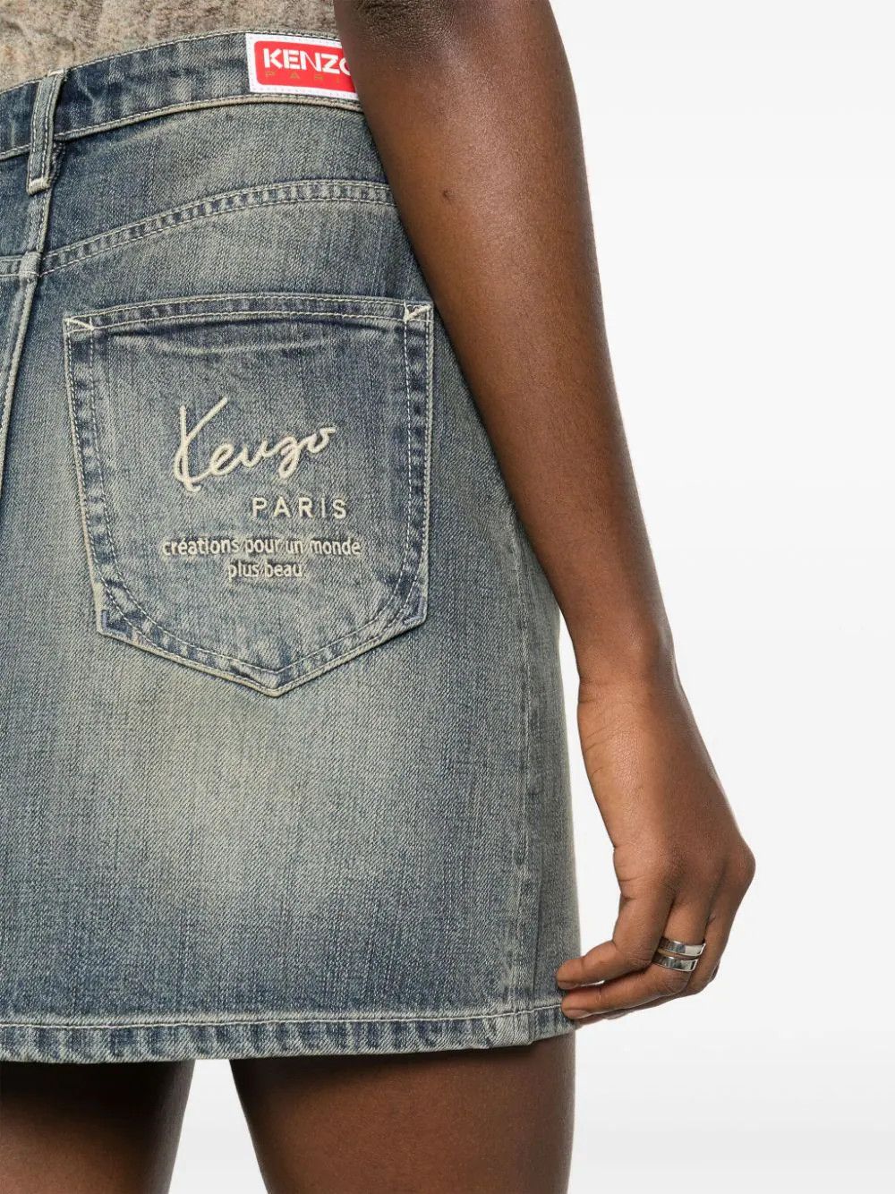 Kenzo o1s22i1n0724 Denim Mini Skirt in Light Blue Size 28" / US 6 / IT 42 - 5 Thumbnail