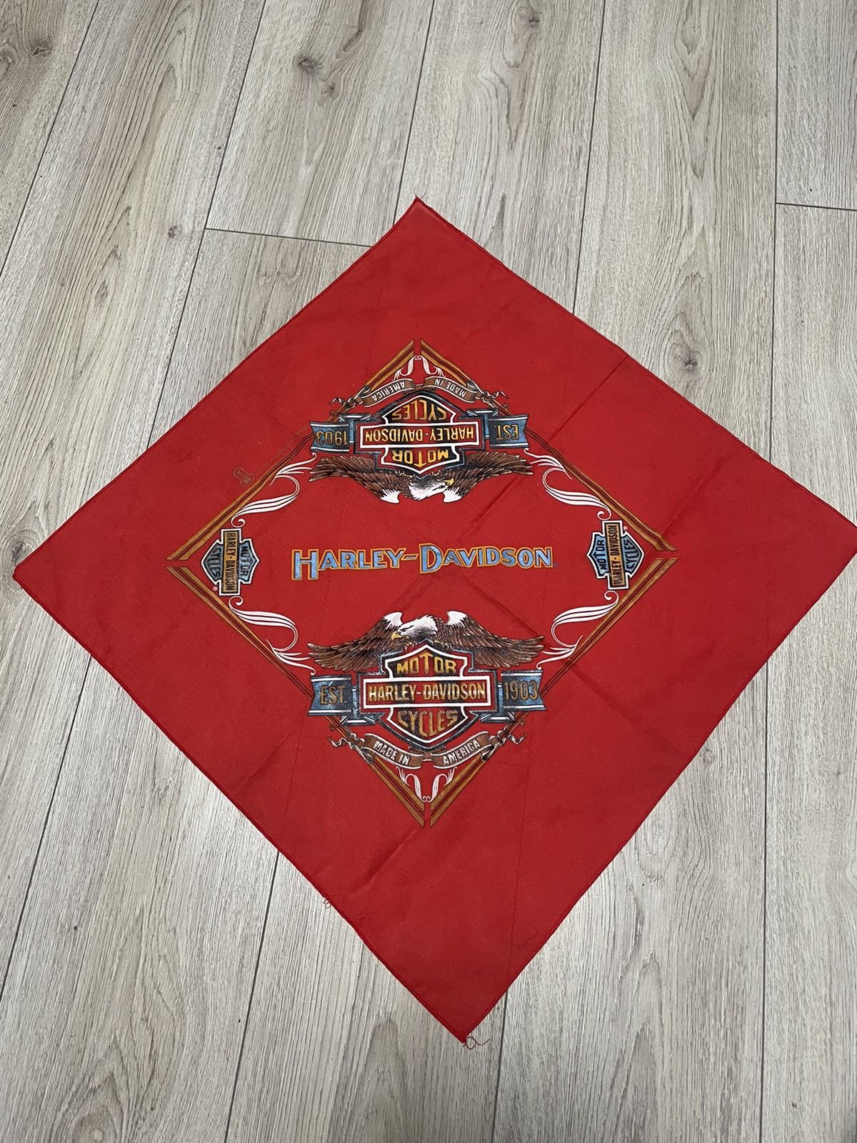 Harley Davidson × Vintage Vintage 3D Emblem Harley Davidson Motorcycle Bandana Size ONE SIZE - 1 Thumbnail