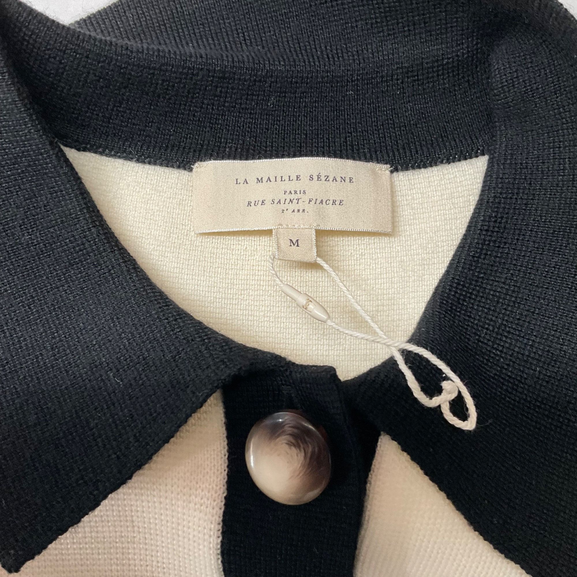Sezane NWOT Sezane Betty Cardigan sweater In cream white BLACK Wool Size M / US 6-8 / IT 42-44 - 2 Thumbnail