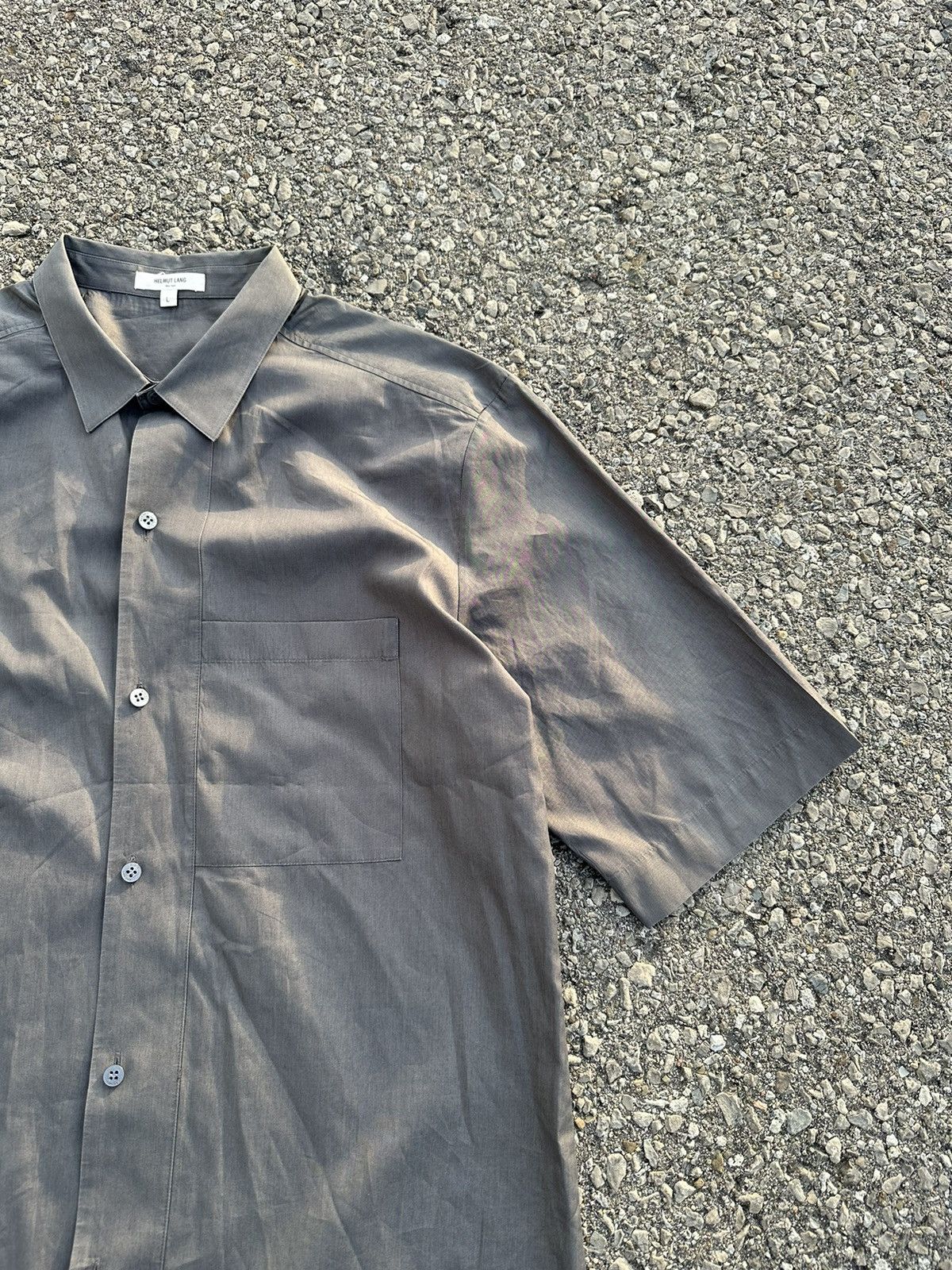 Helmut Lang Helmut Lang Short Sleeved Button Up Shirt Grey Size US L / EU 52-54 / 3 - 2 Thumbnail