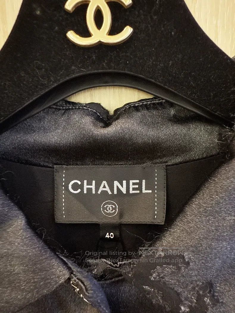 Chanel Chanel Embroidered ink-dyed printed logo real silk satin s Size S / US 4 / IT 40 - 5 Thumbnail
