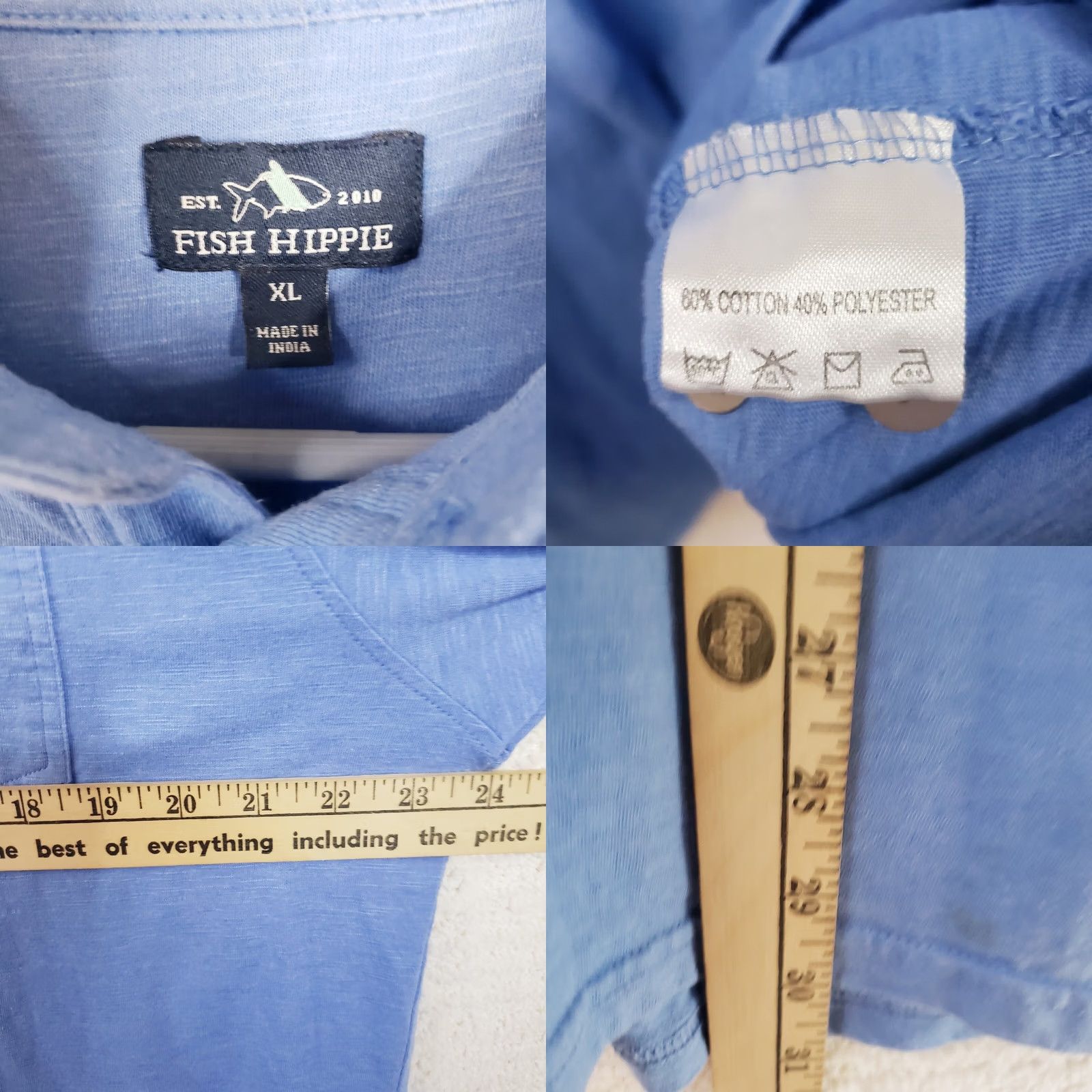 Vintage Fish Hippie Polo Shirt Mens XL Blue Preppy Casual Golf Outdoors Fishing Tennis Size US XL / EU 56 / 4 - 9 Thumbnail