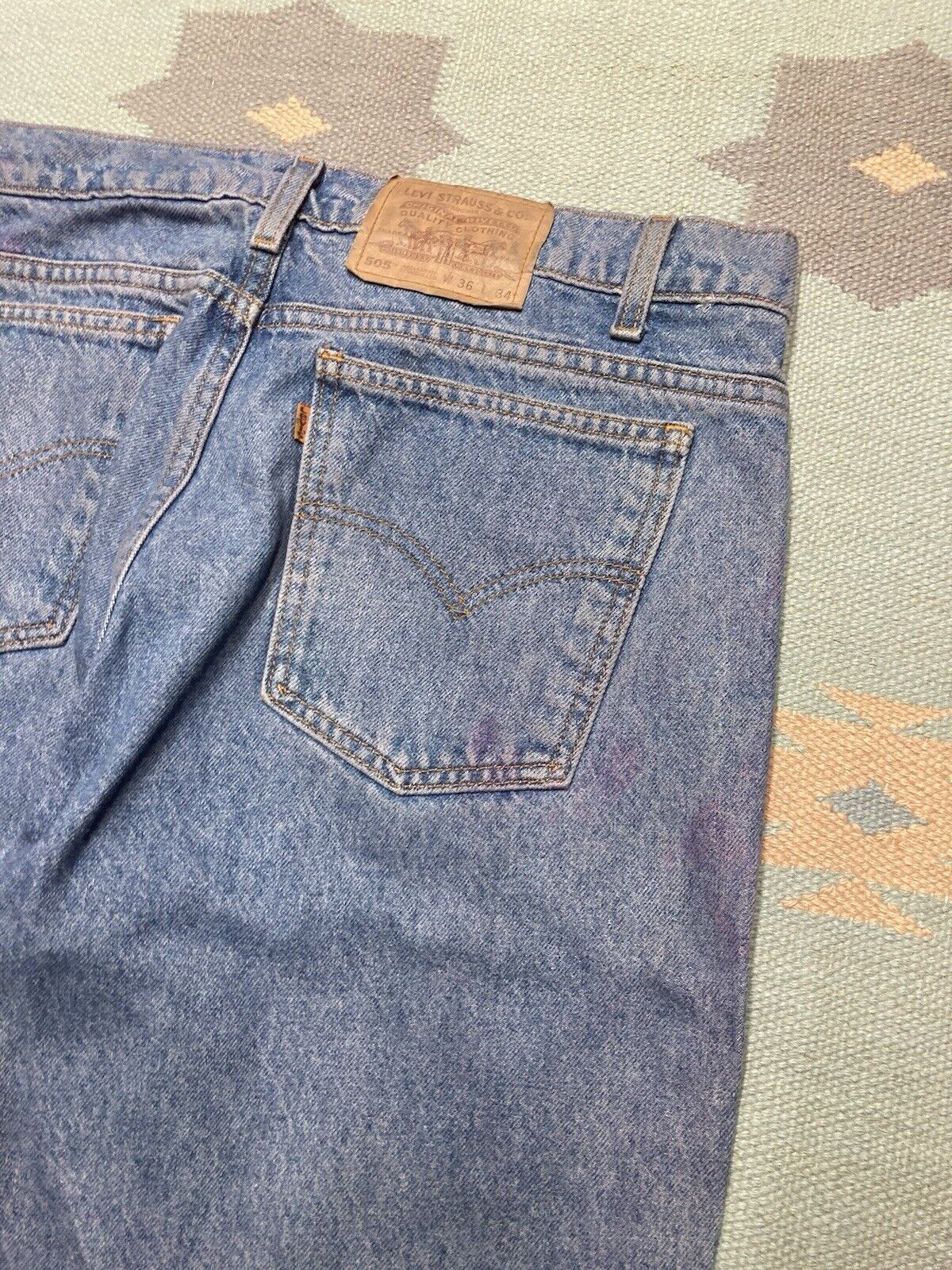 Levi's × Vintage Levi’s 505 jeans orange tab straight leg regular fit 35x33 Size US 35 - 4 Thumbnail