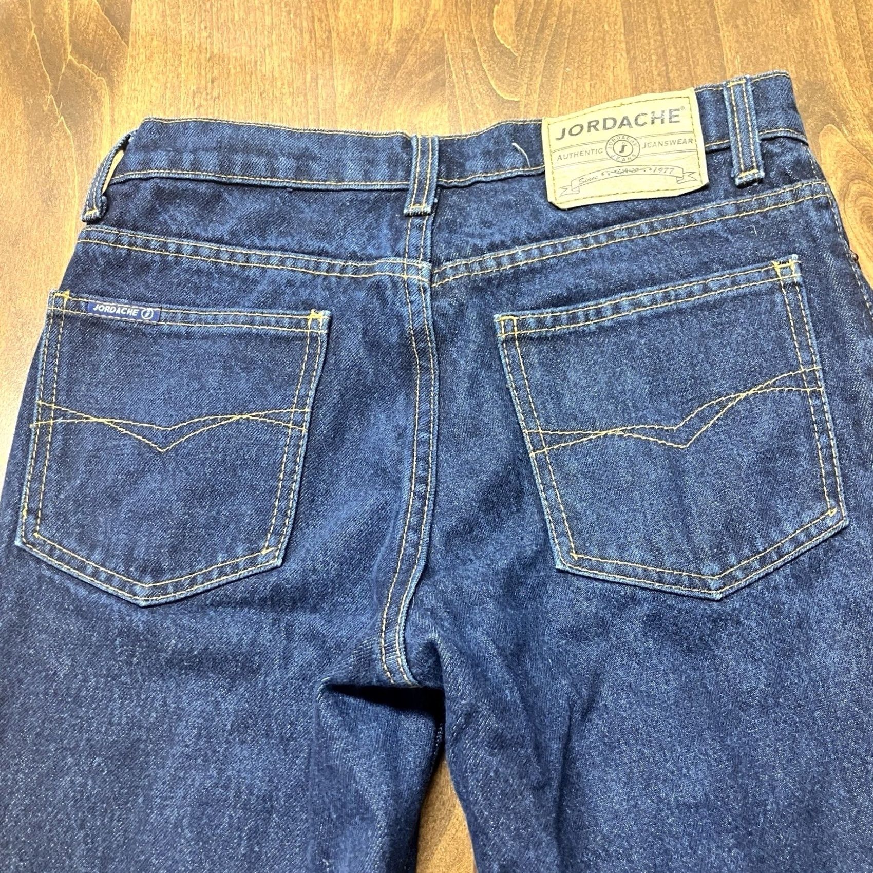 Jordache VINTAGE Jordache Jeans Womens 27 Dark Blue Flare Leg Wash Denim Mid Rise Size 27x31 Size 27" / US 4 / IT 40 - 7 Thumbnail