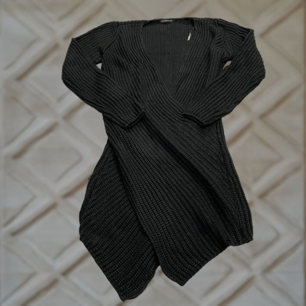 Vintage Hot & Delicious Dress Womens S/M Black Long Sleeve Knit Short Wrapped Size S / US 4 / IT 40 - 1 Thumbnail