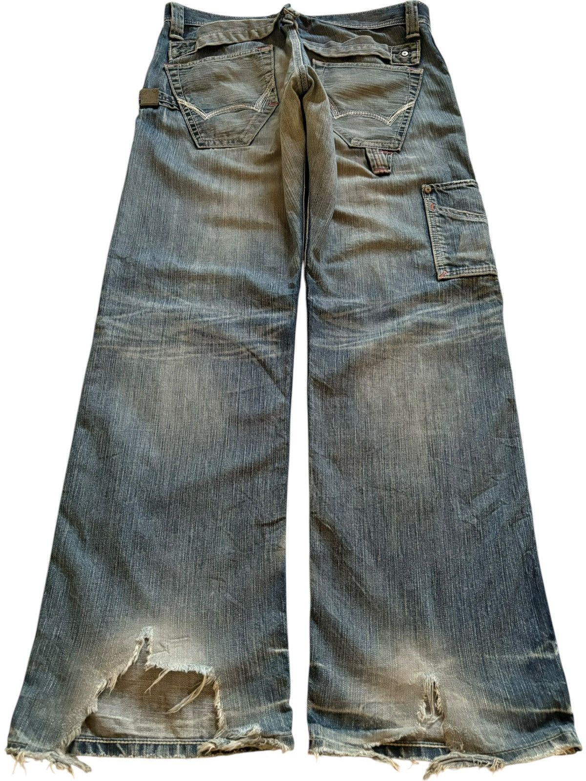 Edwin × Japanese Brand Vintage Edwin Blue Trip Suspender Buckle Back Rip Flare Jean Size US 33 - 2 Thumbnail
