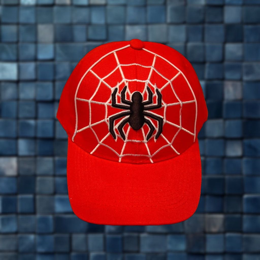 Vintage VINTAGE Spider Web Baseball Cap Men Adjustable Red Web Spider Theme Size ONE SIZE - 1 Thumbnail
