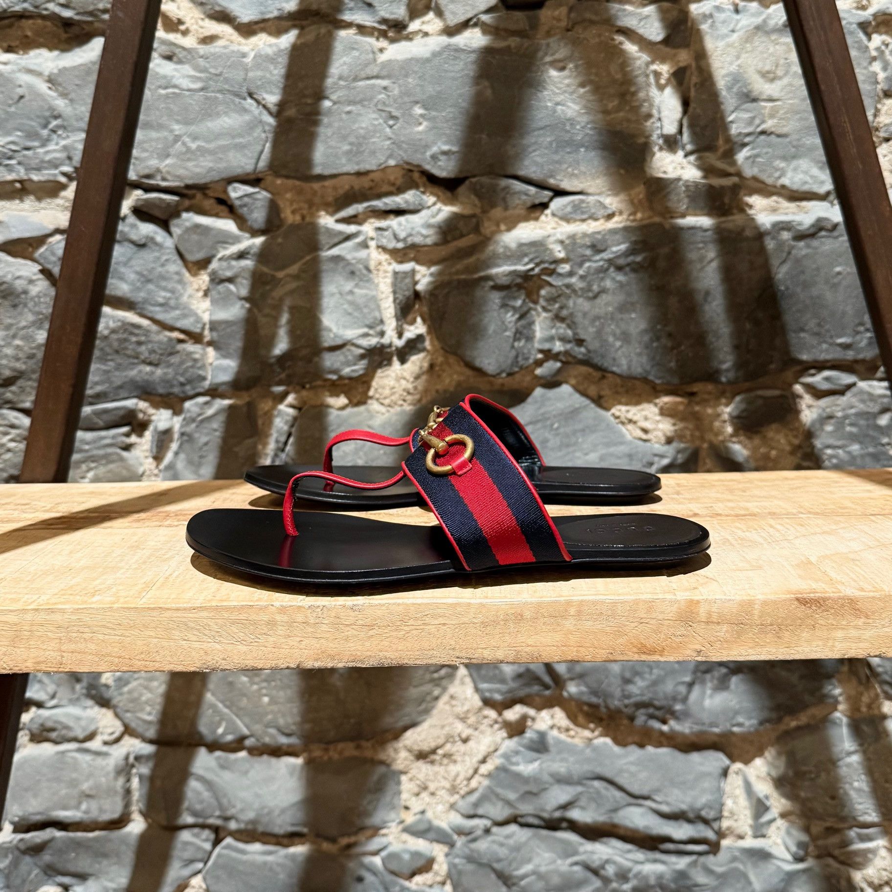 Gucci Gucci Blue Red Web Horsebit Querelle Thong Sandals Size US 6 / IT 36 - 5 Thumbnail