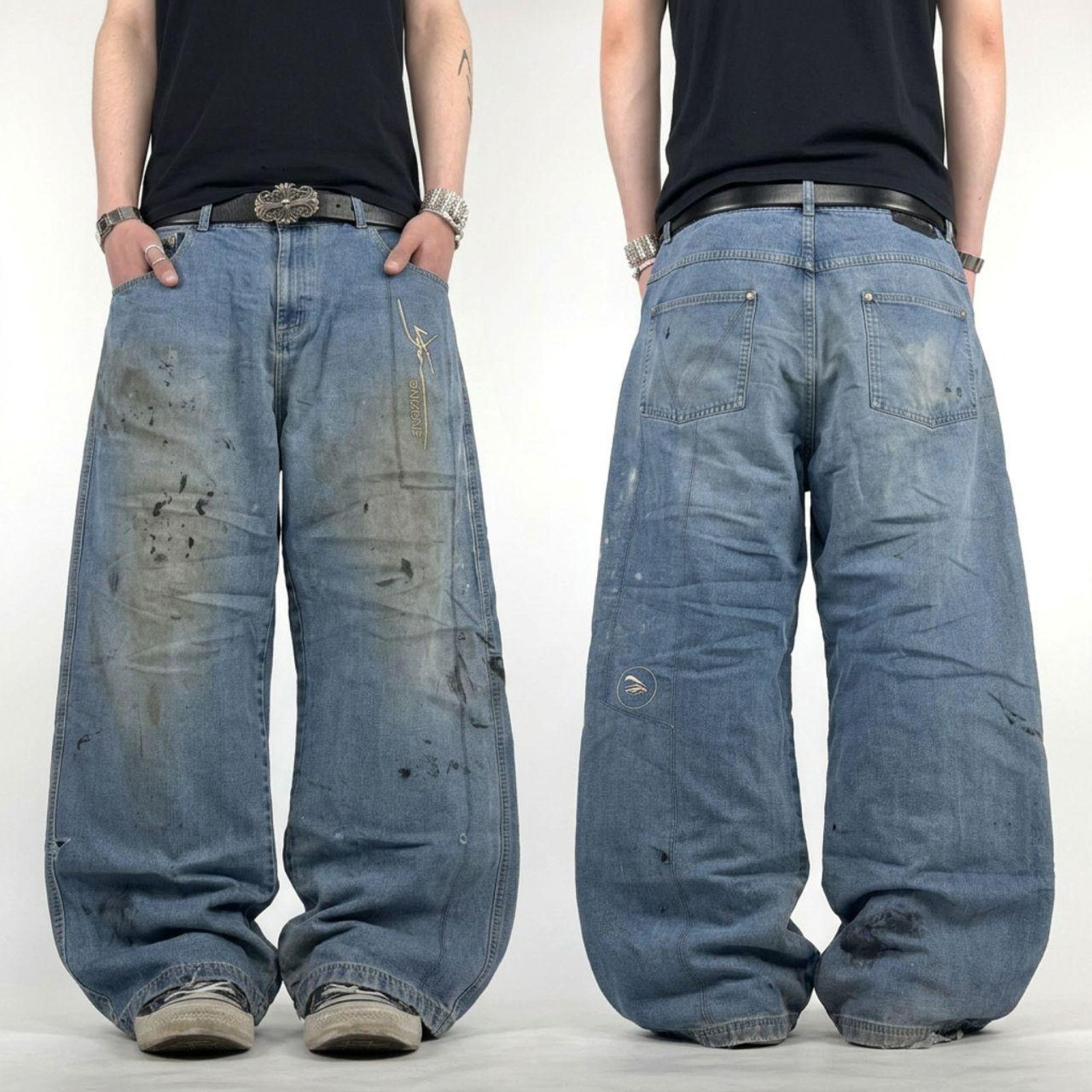 Vintage y2k grunge archive baggy wide leg stonewash jeans