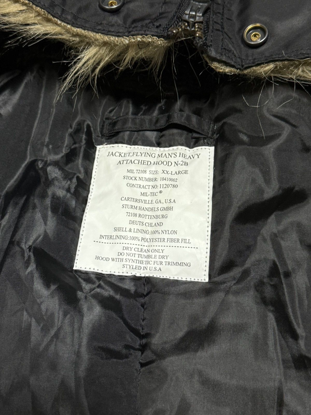 MIL-TEC Miltec N-2B attached hood bomber jacket zip fur MA-1 Size US XXL / EU 58 / 5 - 7 Thumbnail