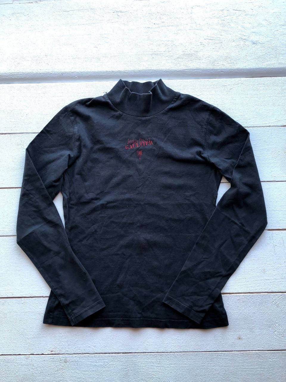 Jean Paul Gaultier 90s Jean Paul Gaultier Centre Logo Cotton Black Long Sleeve Size M / US 6-8 / IT 42-44 - 1 Thumbnail