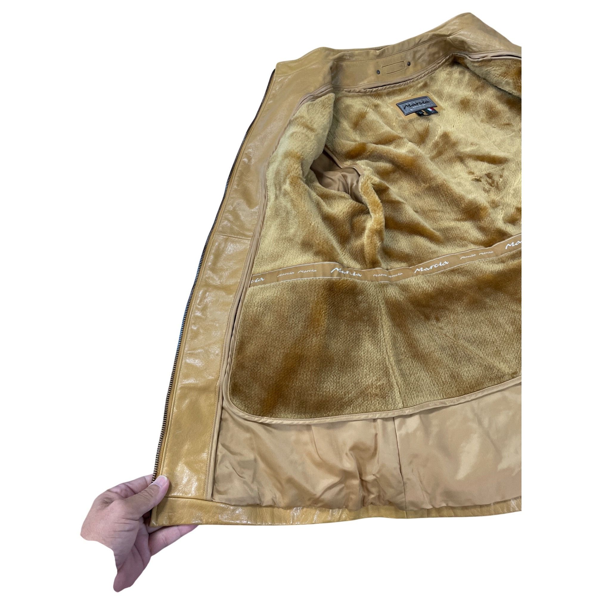 Other Marcia Collection Vintage womans Tan Italian Leather Jacket Size L / US 10 / IT 46 - 13 Thumbnail