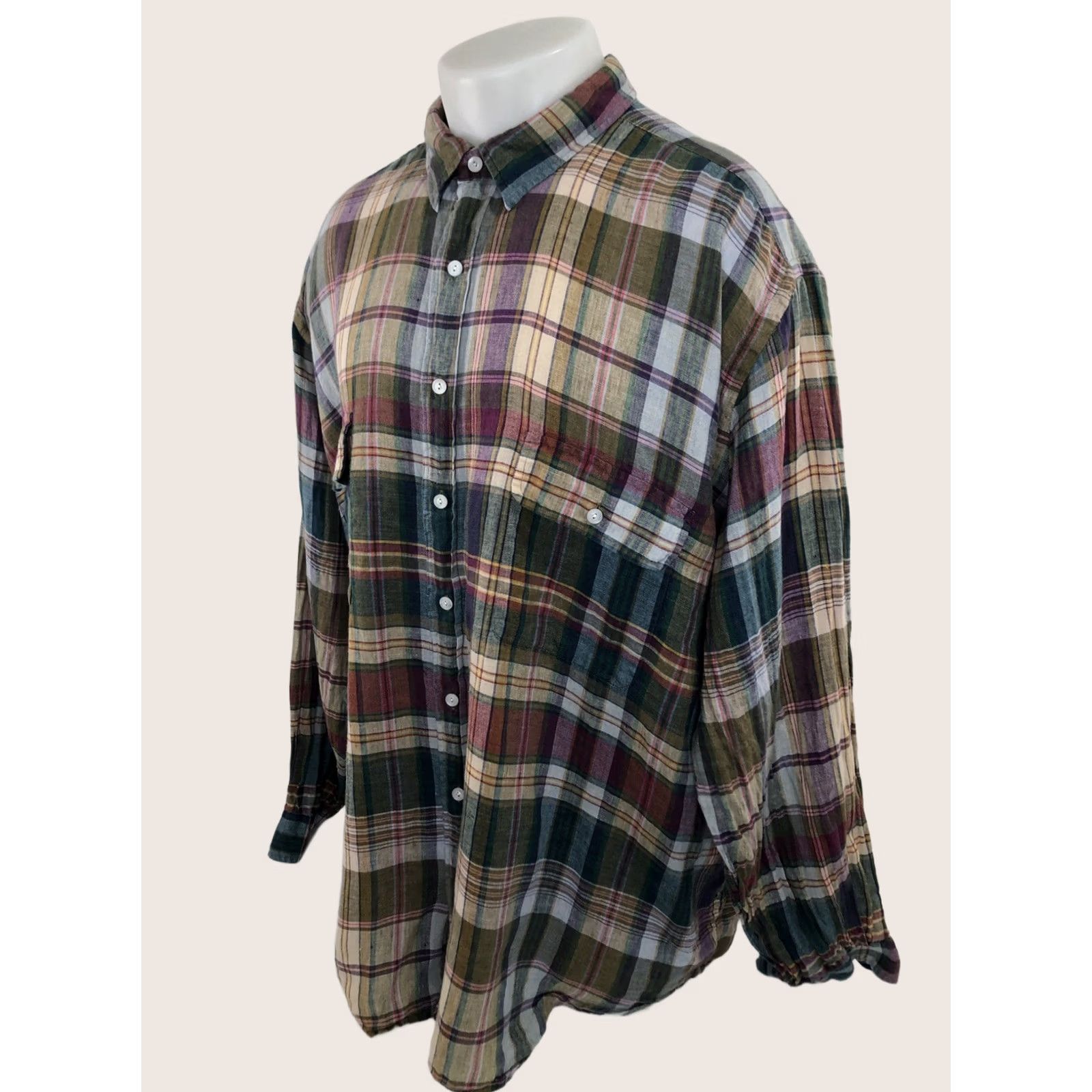 Polo Ralph Lauren POLO RALPH LAUREN LINEN Plaid Check Mens 3X BIG Shirt Long Sleeve Button-Up Multicolor Size US XXL / EU 58 / 5 - 1 Thumbnail