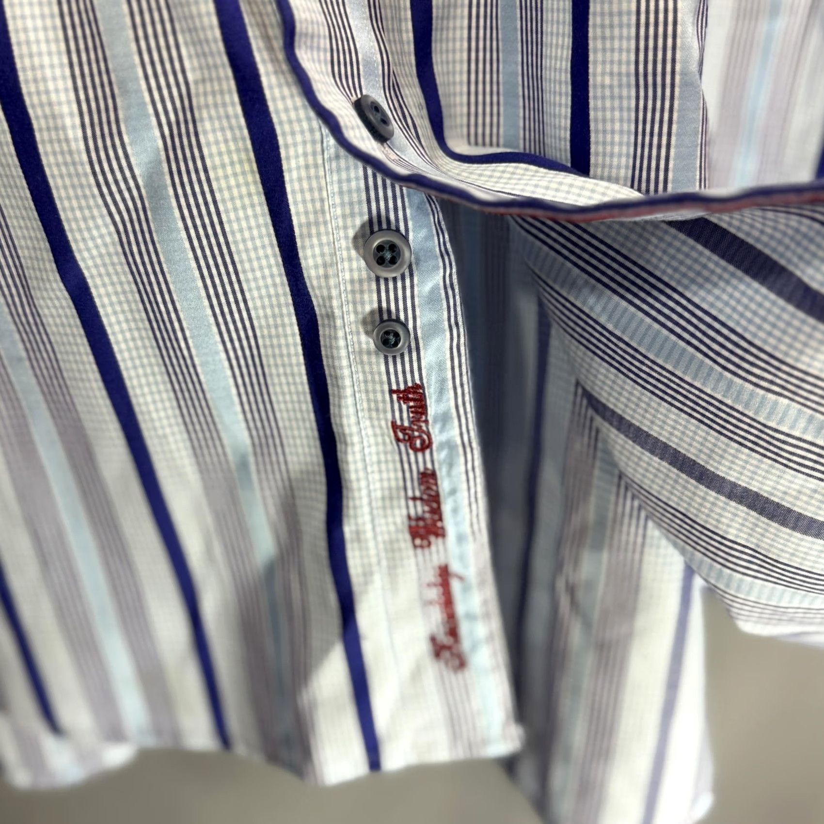 Robert Graham Robert Graham Shirt Mens XL Blue Striped Long Sleeve Button Up Cotton Size US XL / EU 56 / 4 - 3 Thumbnail
