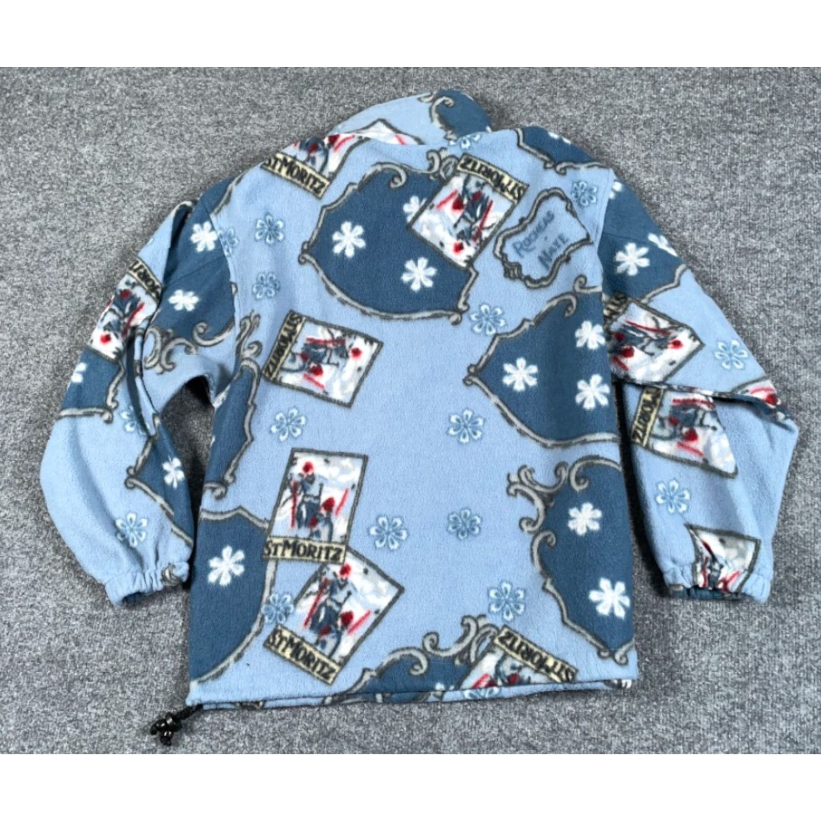 Etro Oversized Polar Fleece St. Moritz 1/4 Zip Pullover Women's Small Blue Ski Retro Size S / US 4 / IT 40 - 2 Thumbnail
