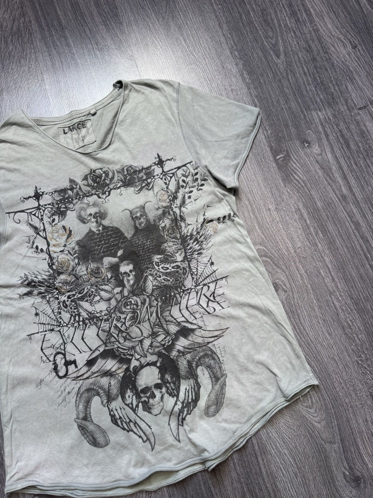 Japanese Brand Y2K Scull Print Demonic Avantgarde vintage t-shirt Size US L / EU 52-54 / 3 - 3 Thumbnail