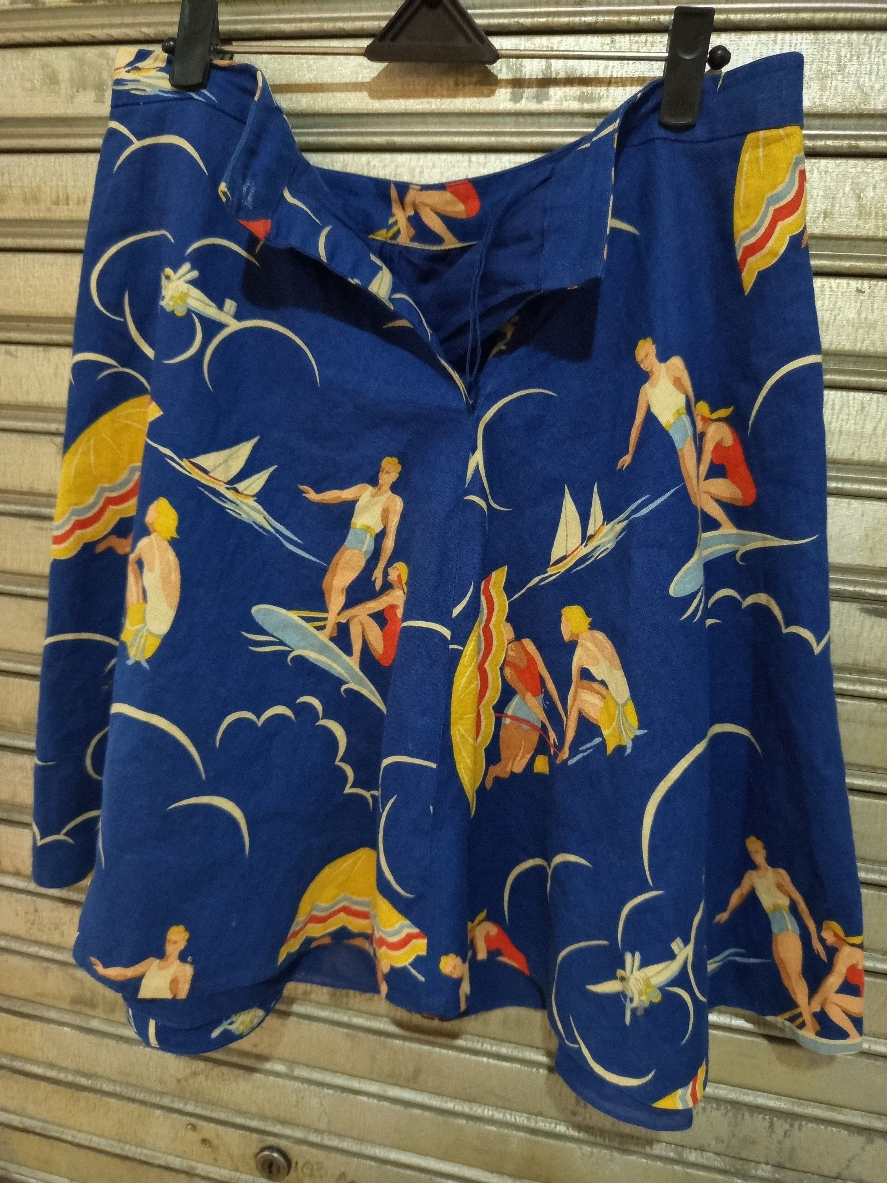 Ralph Lauren Ralph Lauren Nautical Beach Print Skirt Blue Cotton Linen Size 34" / US 12 / IT 48 - 3 Thumbnail