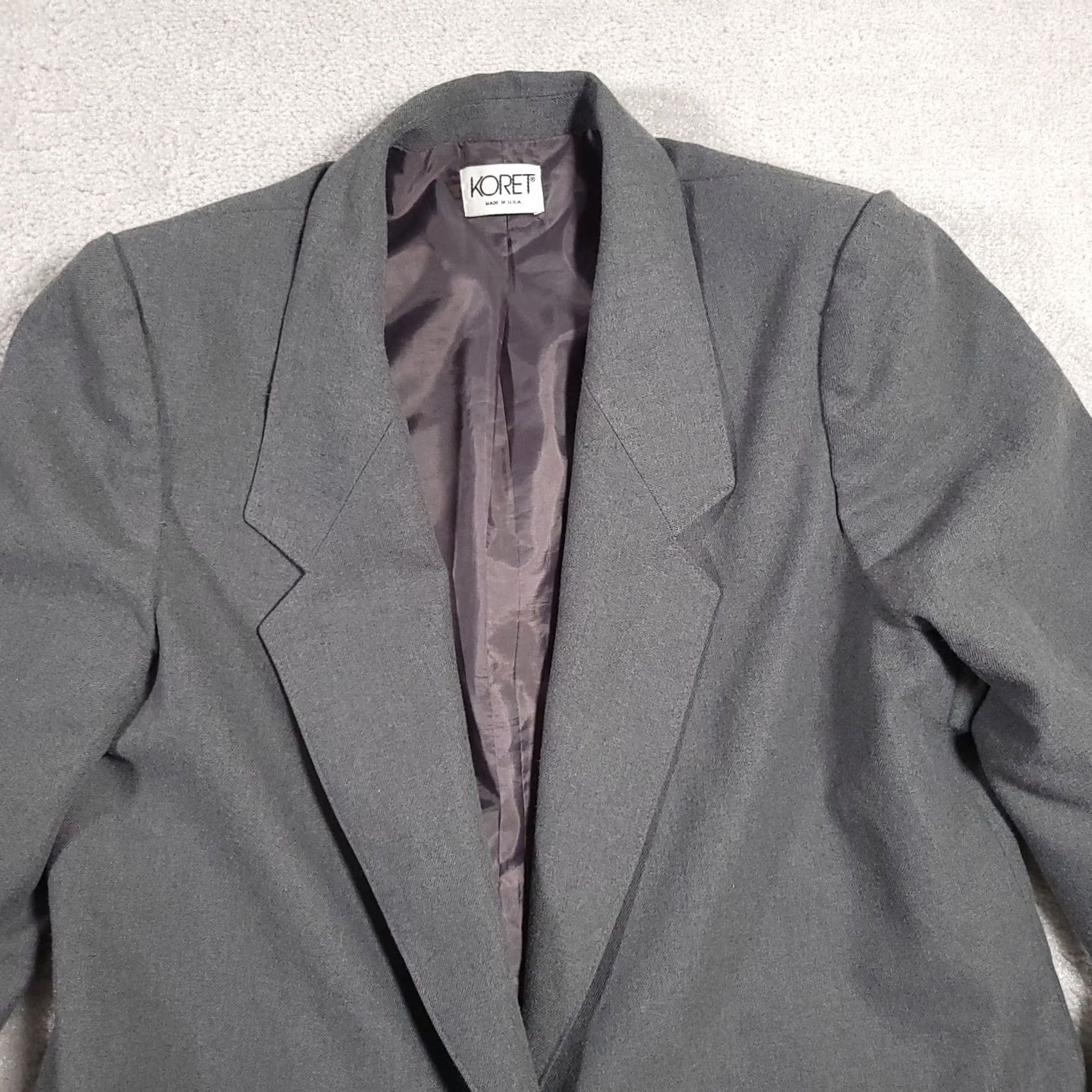 Vintage VINTAGE Koret Blazer Jacket Women 18 Gray Wool Blend 1 Button Shoulder Pads USA Blazer Women 18 Gray Wool Blend Medium? Size XXL / US 16-18 / IT 52-54 - 3 Thumbnail