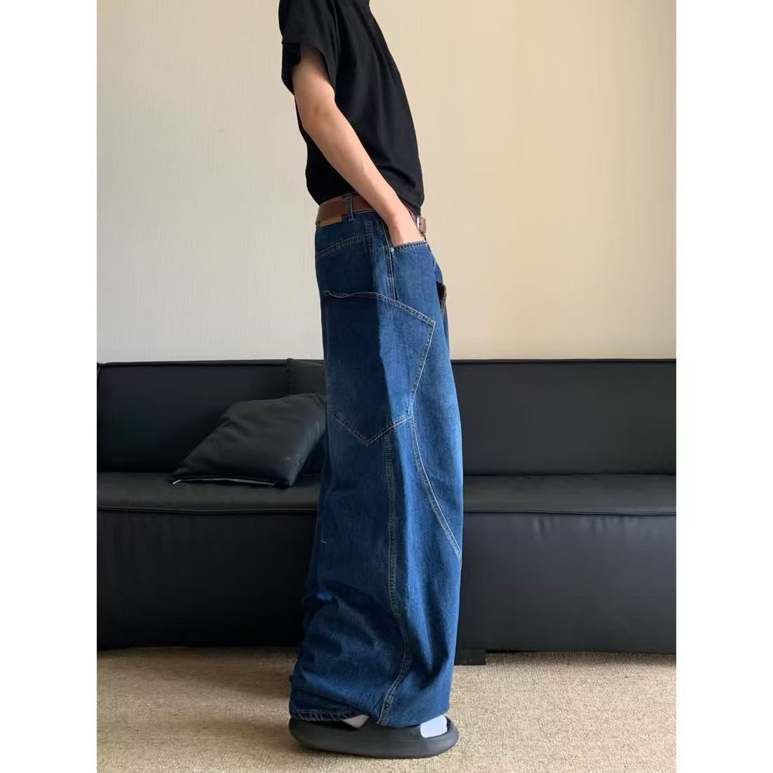 Japanese Brand × Jean Blue washed vintage loose wide-leg cargo jeans y2k Size US 34 / EU 50 - 3 Thumbnail