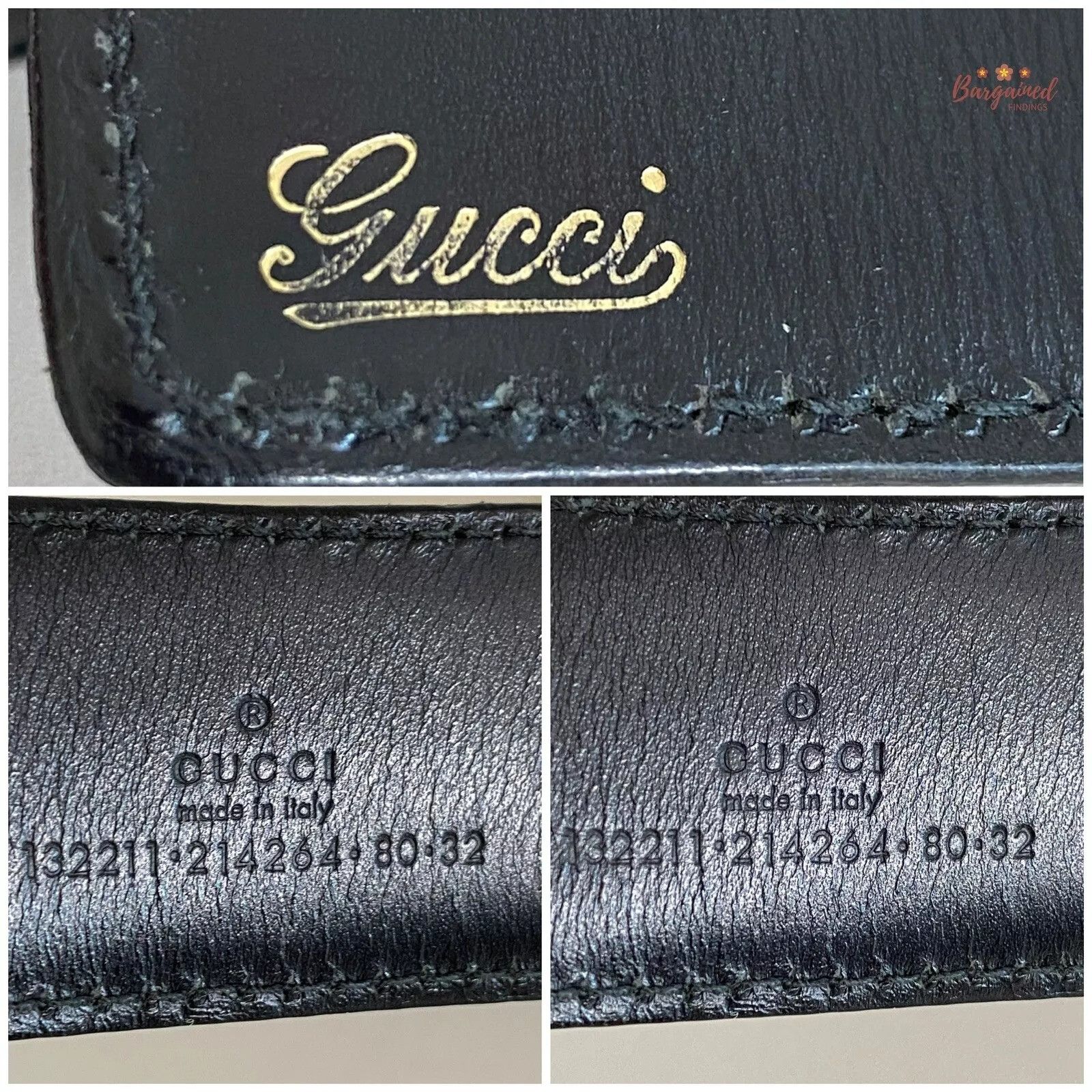 Gucci Gucci Black Leather Gold/Silver Interlocking G Buckle Belt Size 28 - 8 Thumbnail