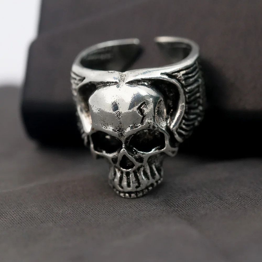 Japanese Brand × Jewelry × Vintage Retro Wings Skull Ring Size ONE SIZE - 6 Thumbnail